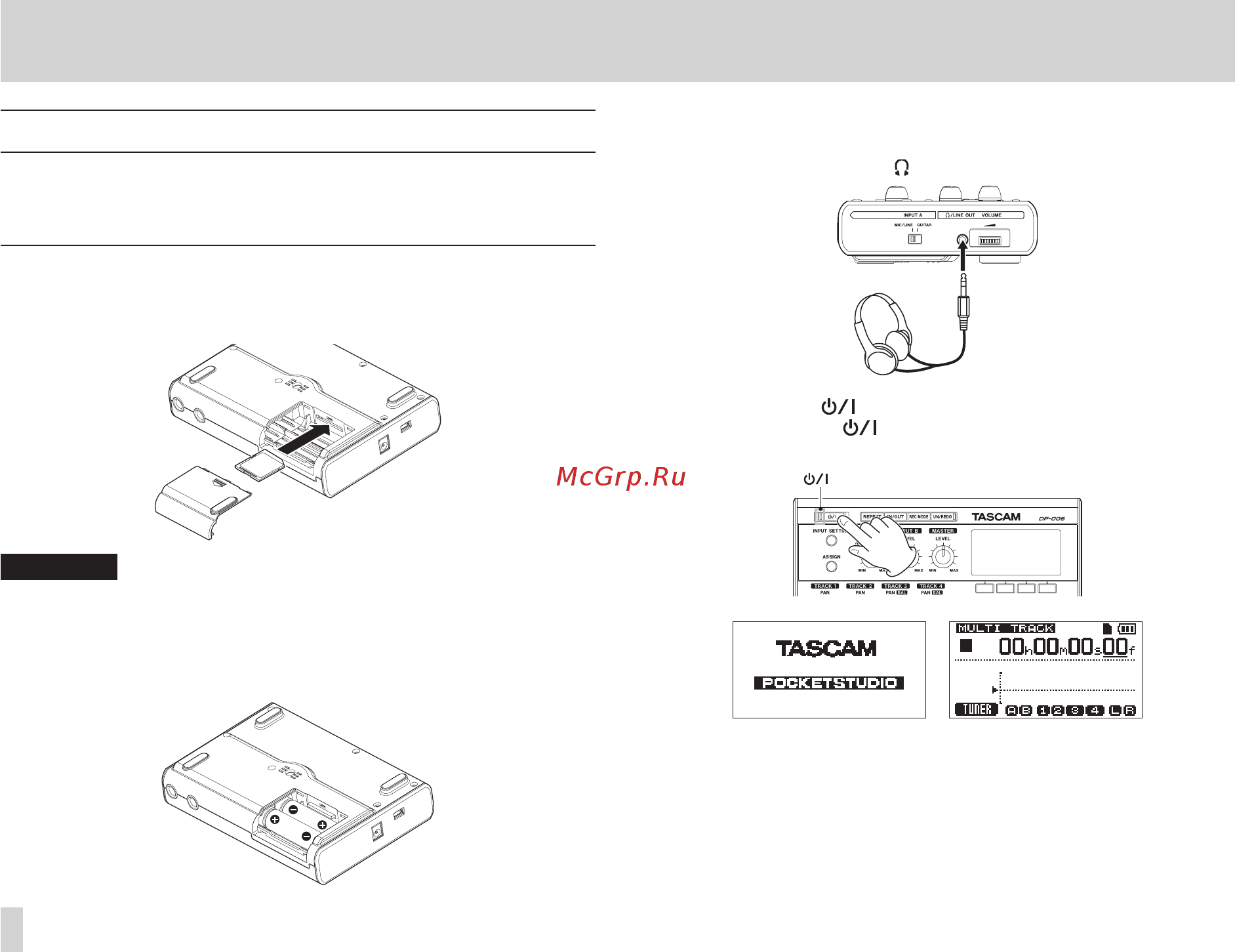 Tascam DP-006 [12/104] Quick start guides