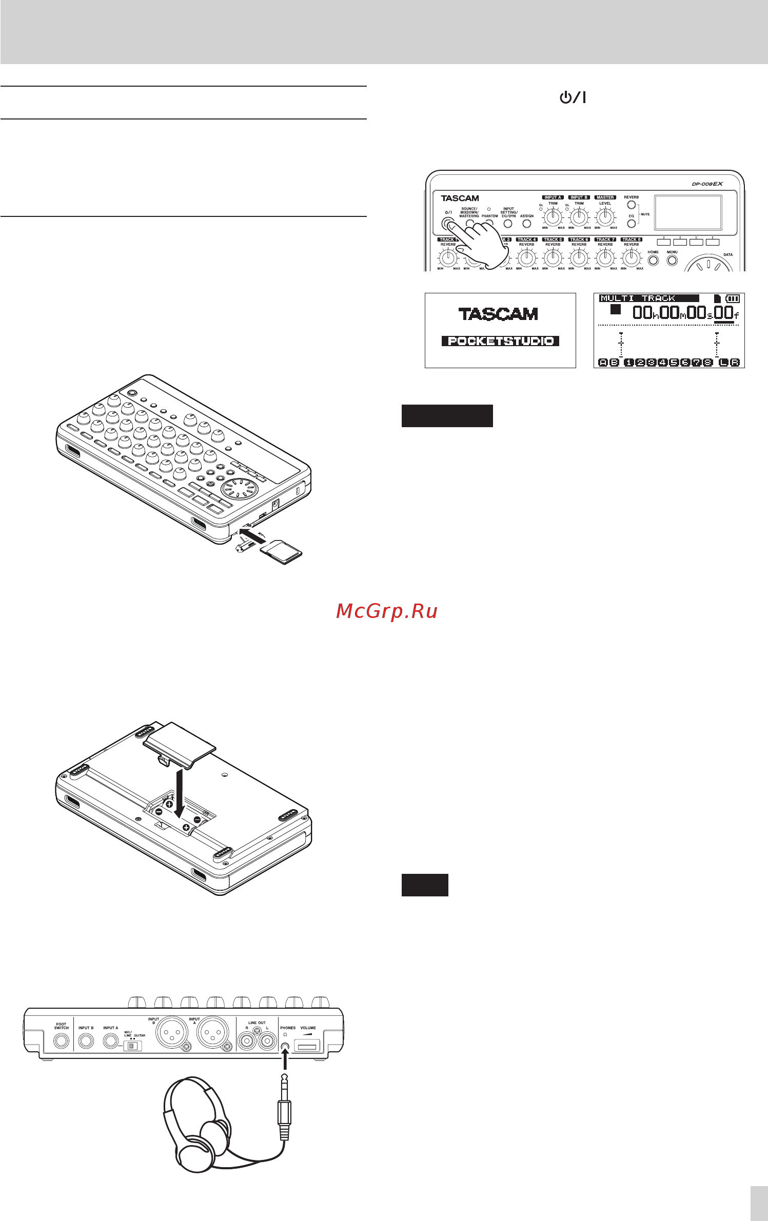 Tascam DP-008EX [11/92] Quick start guides