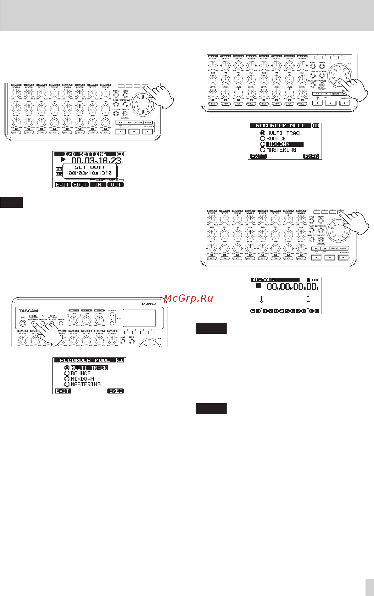 Tascam DP-008EX [21/92] Quick start guides