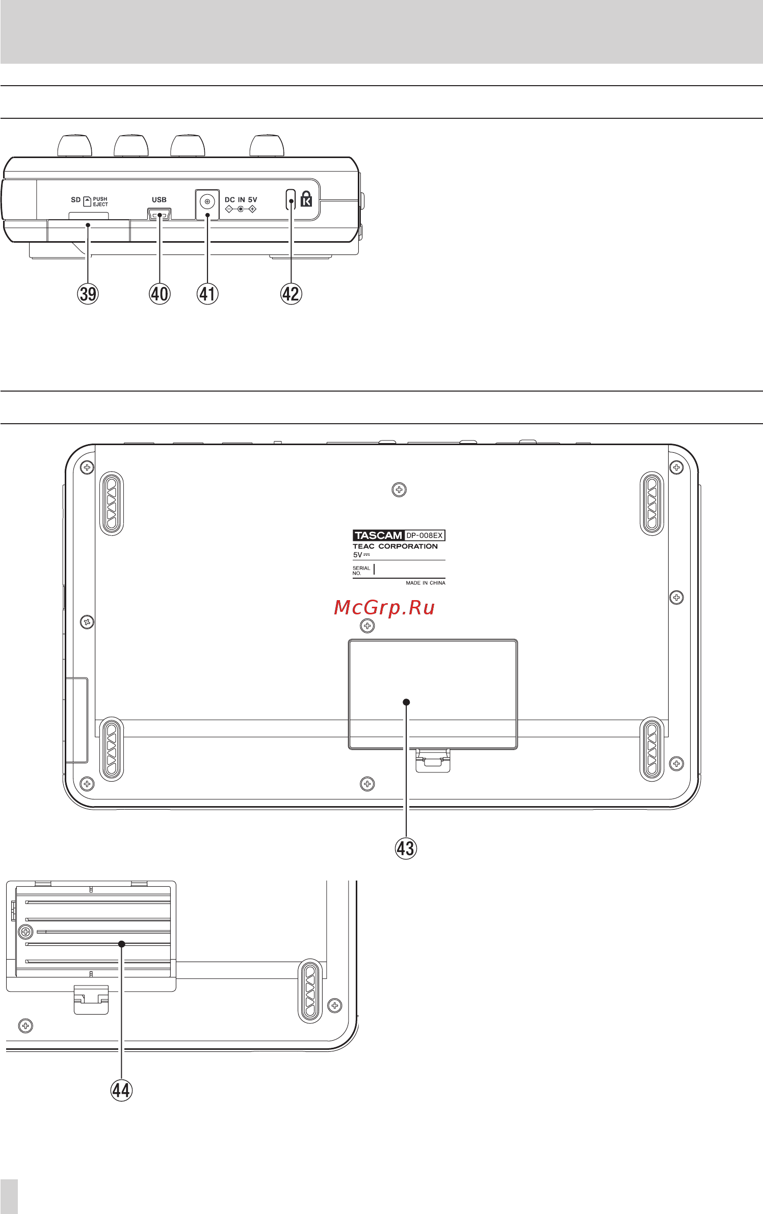Tascam DP-008EX [28/92] Right side panel