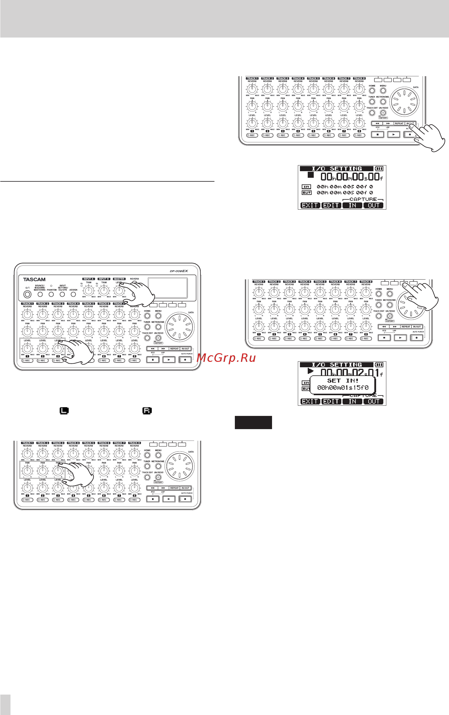 Tascam DP-008EX [20/92] Creating a stereo master track