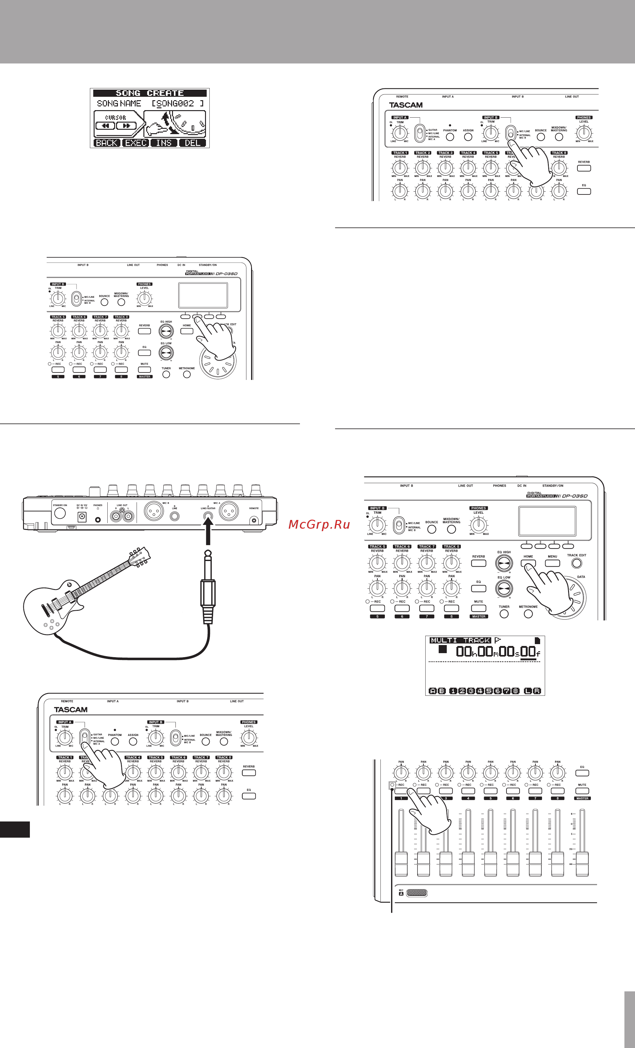 Tascam DP-03SD [11/76] Connecting and setting the input sources