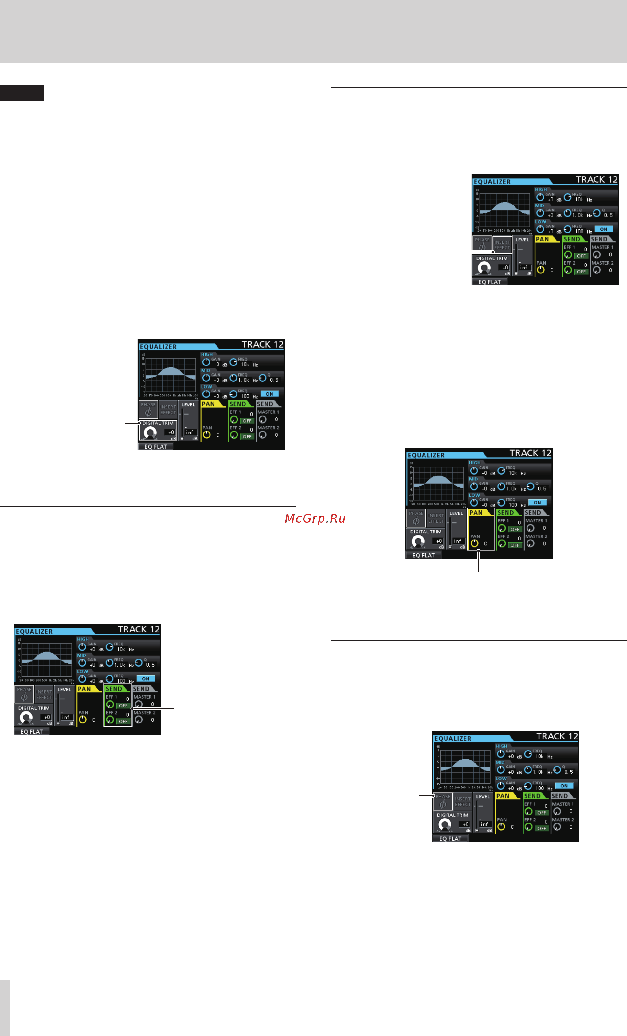 Tascam DP-24SD [38/80] Sending signals to internal external effects