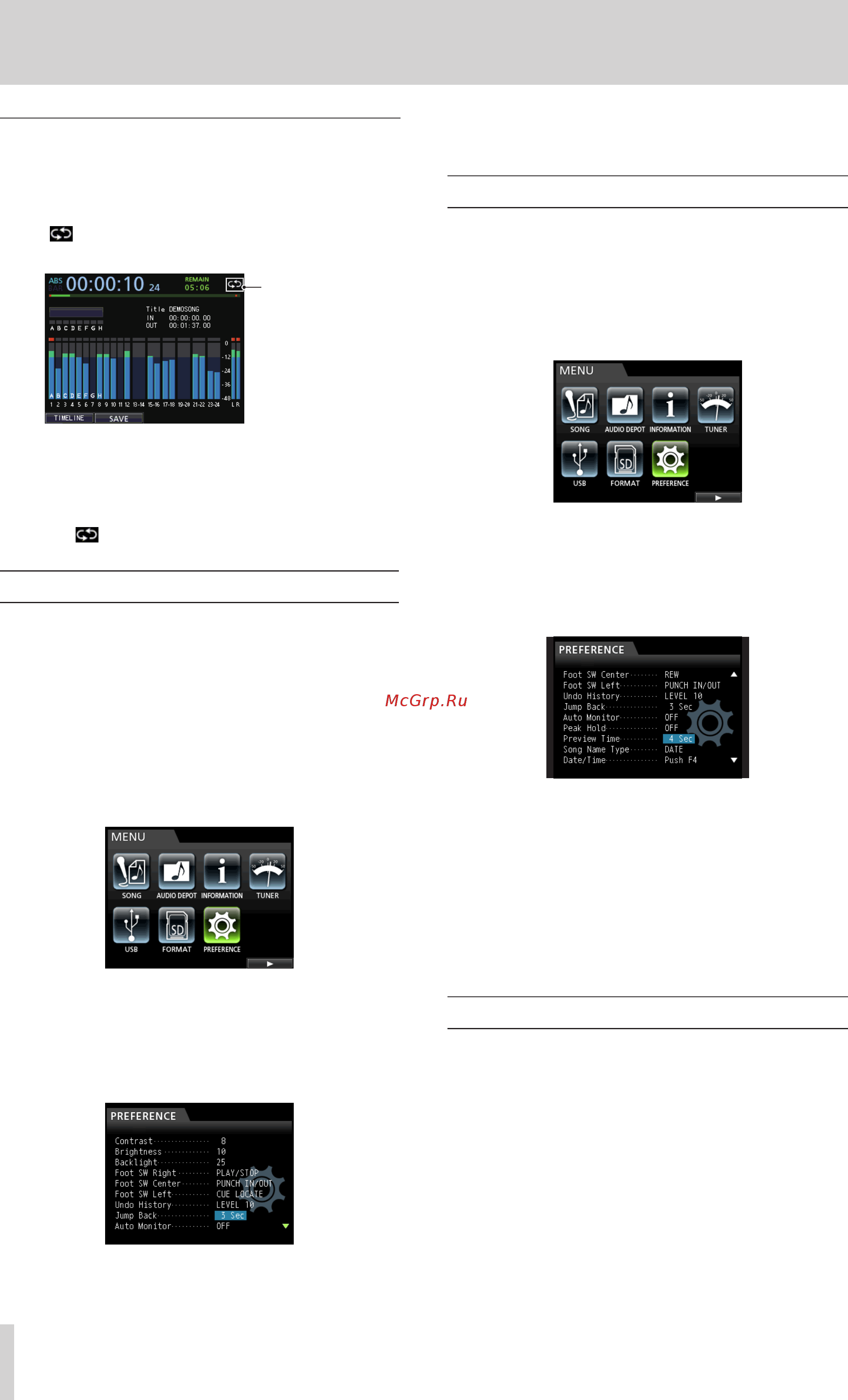 Tascam DP-24SD [46/80] Using repeat playback