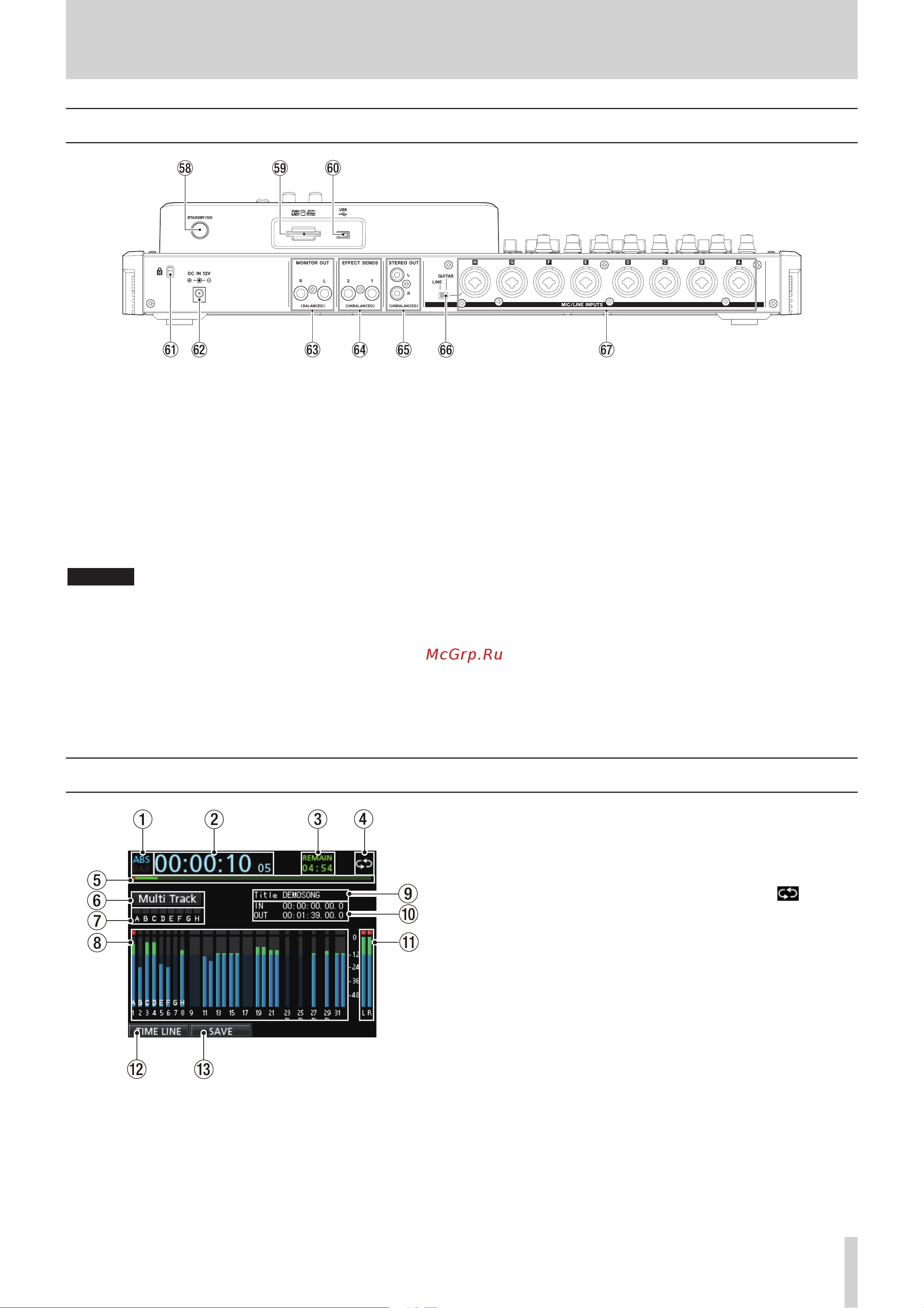Tascam DP-32SD [21/76] Names and functions of parts