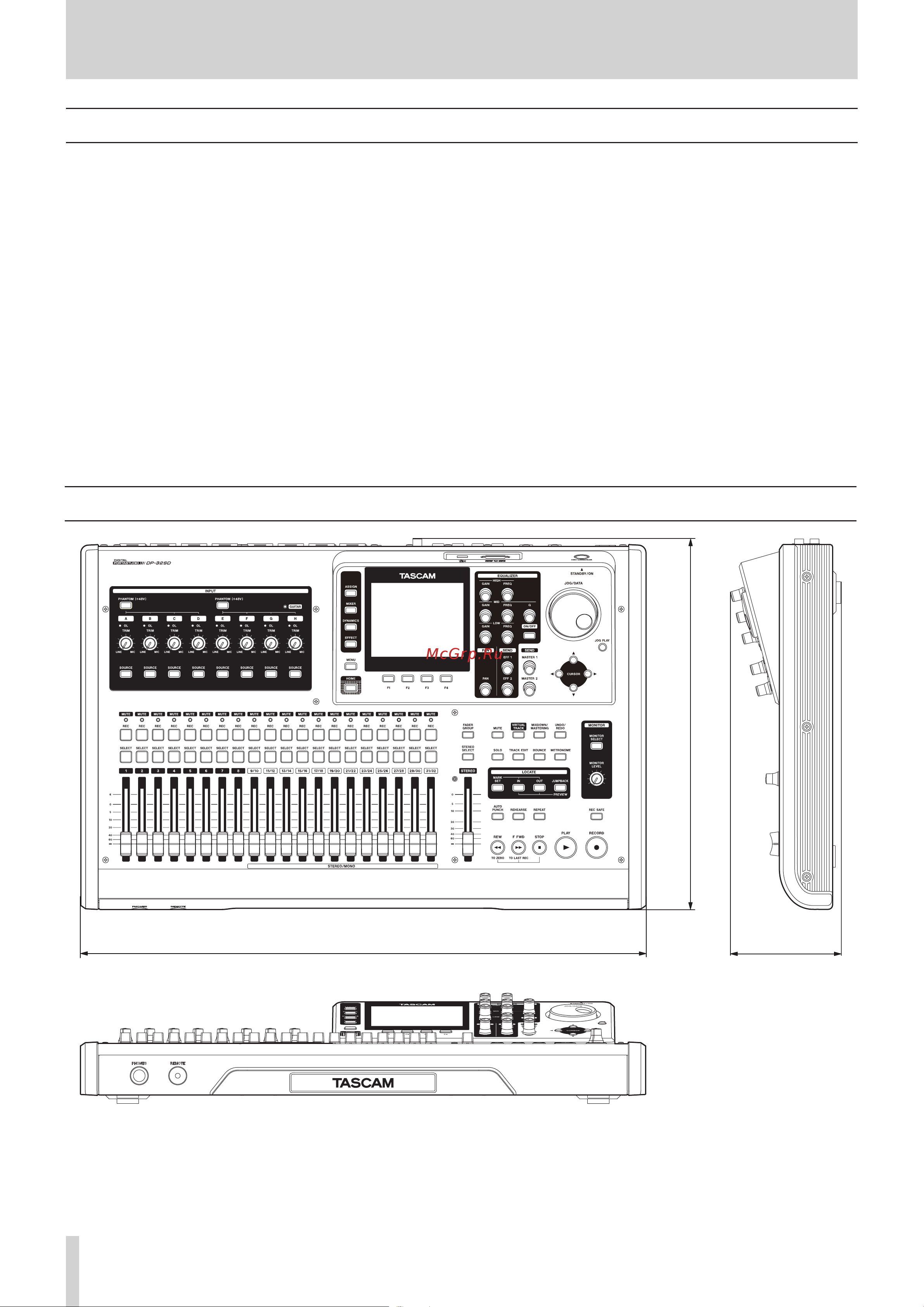 Tascam DP-32SD [72/76] Dimensional drawings