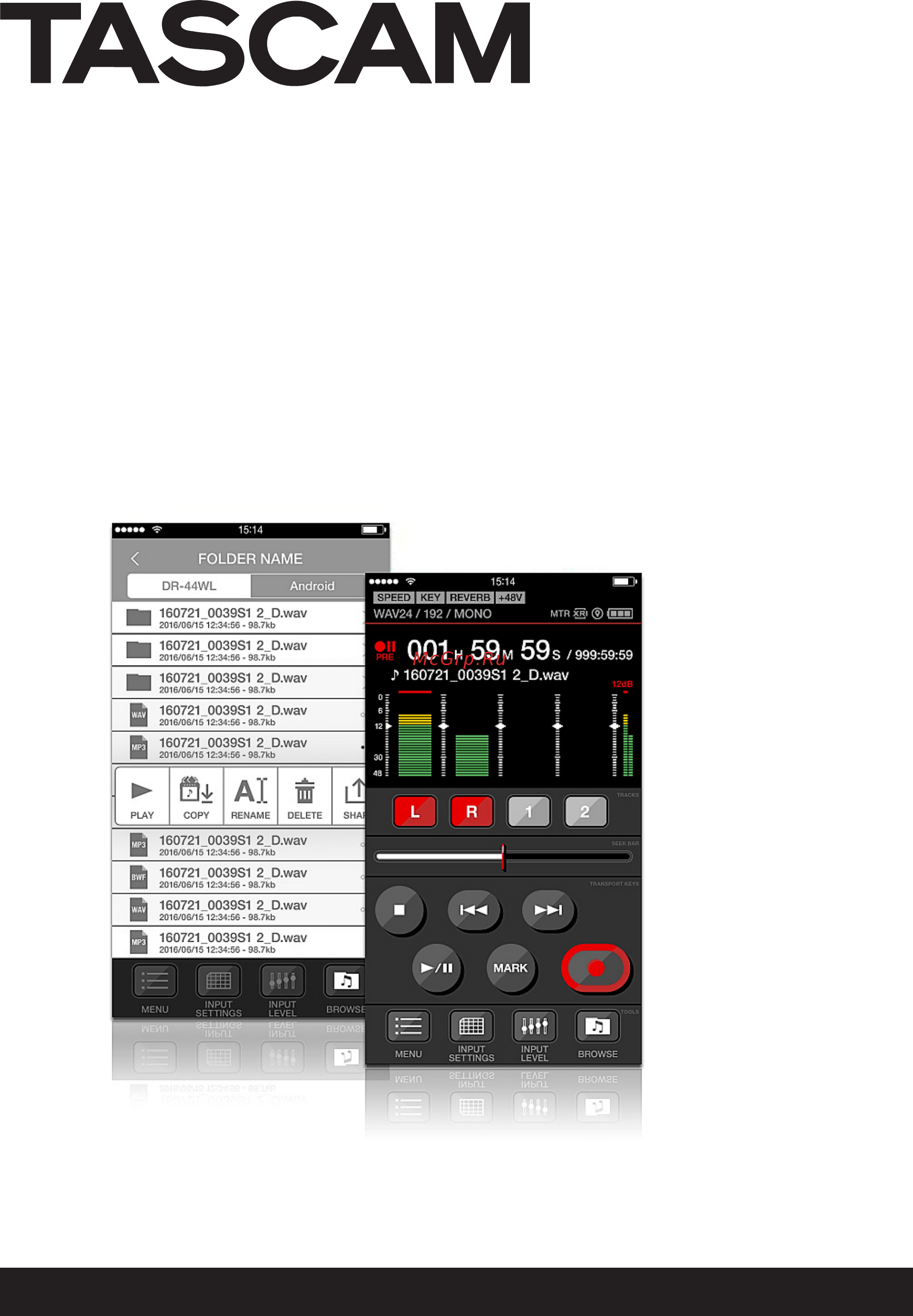 Tascam DR Control Руководство пользователя онлайн
