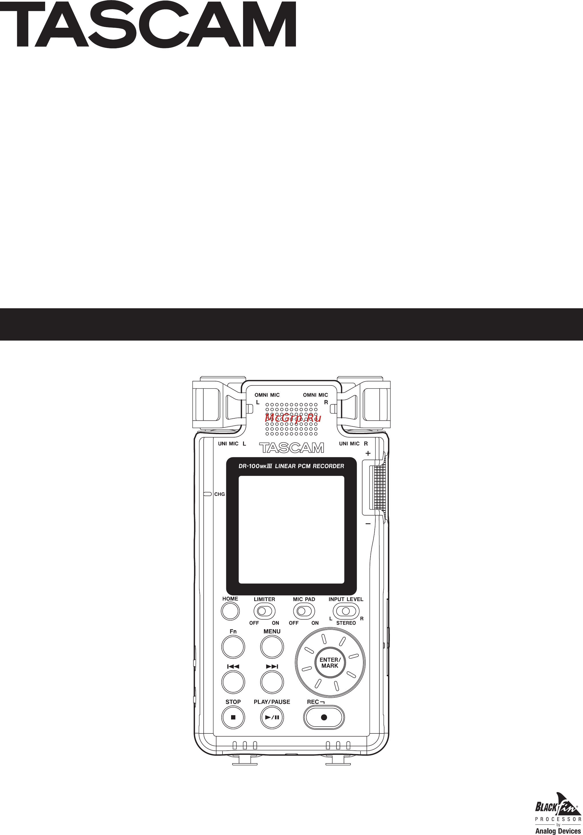 Tascam DR-100MKIII Руководство пользователя онлайн