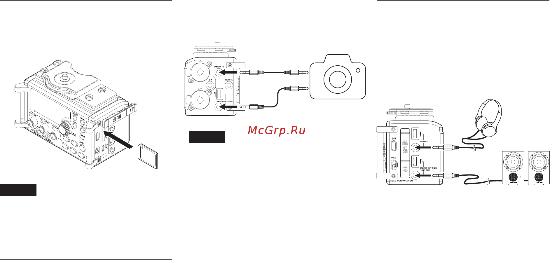Tascam DR-60DMKII [12/152] Inserting sd cards