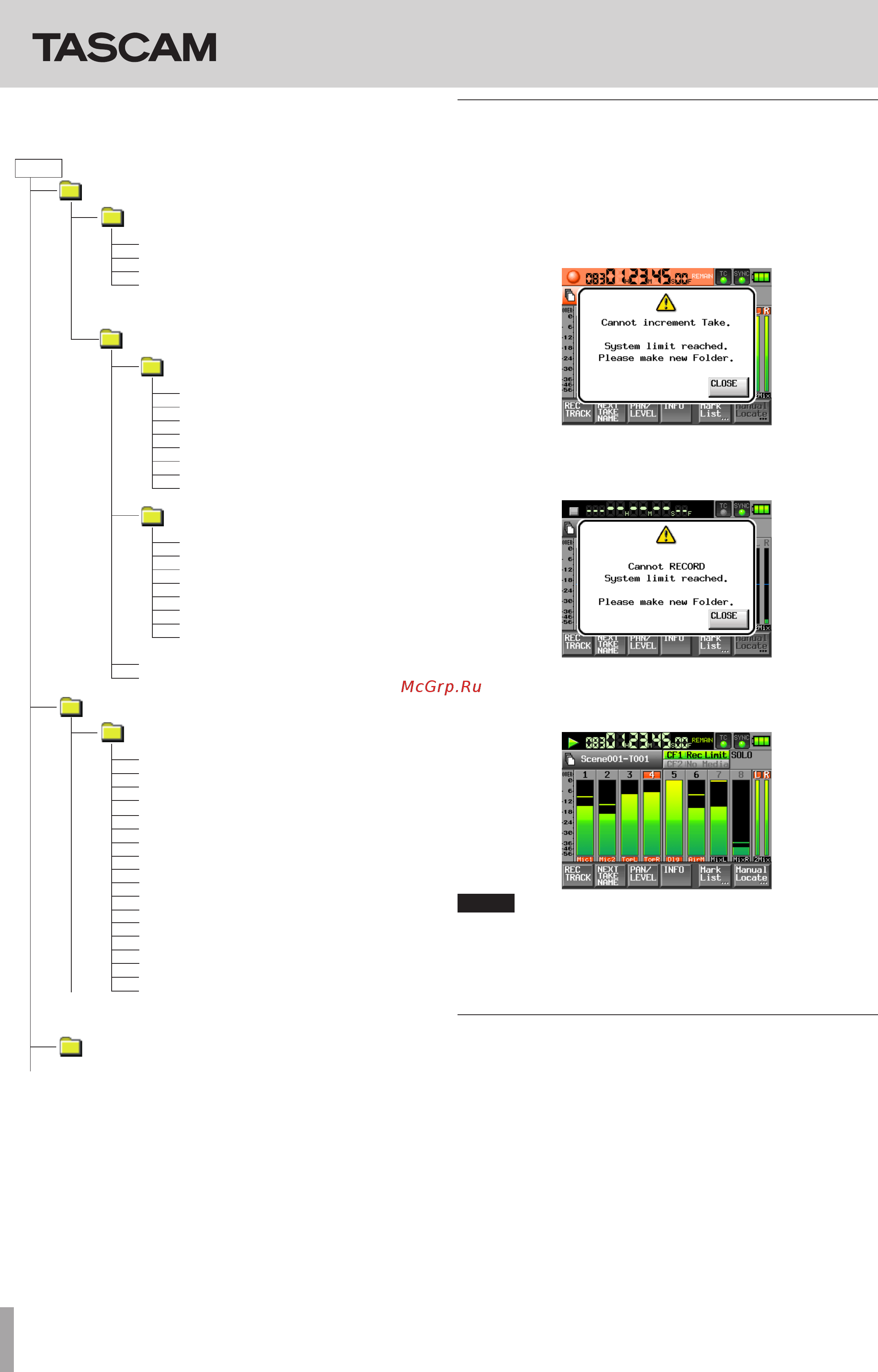 Tascam HS-P82 [12/12] Limitations to recording operations
