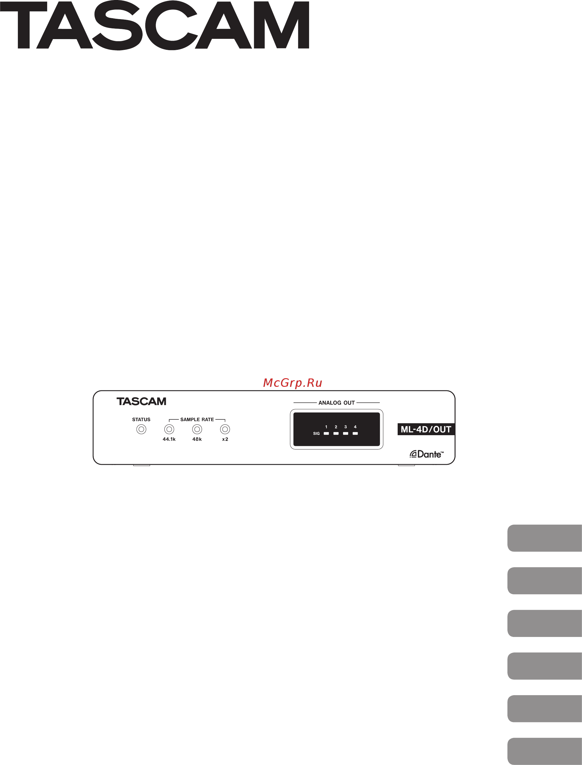Tascam ML-4D/OUT-E Руководство пользователя онлайн