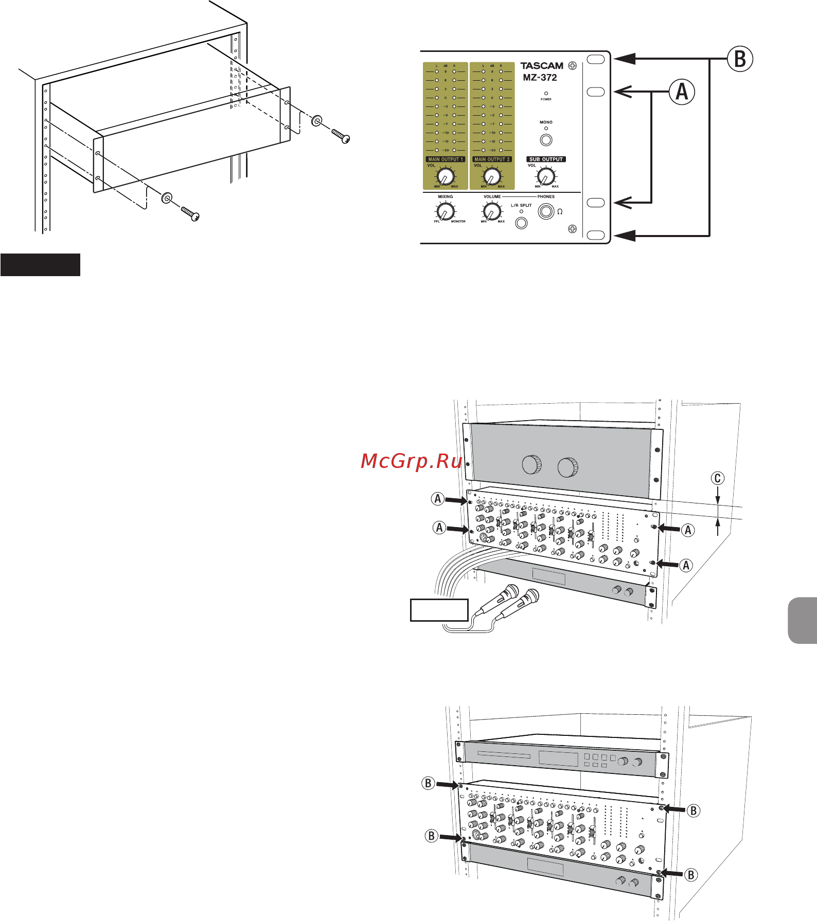 Tascam MZ-372 [5/92] Rack mounting the unit