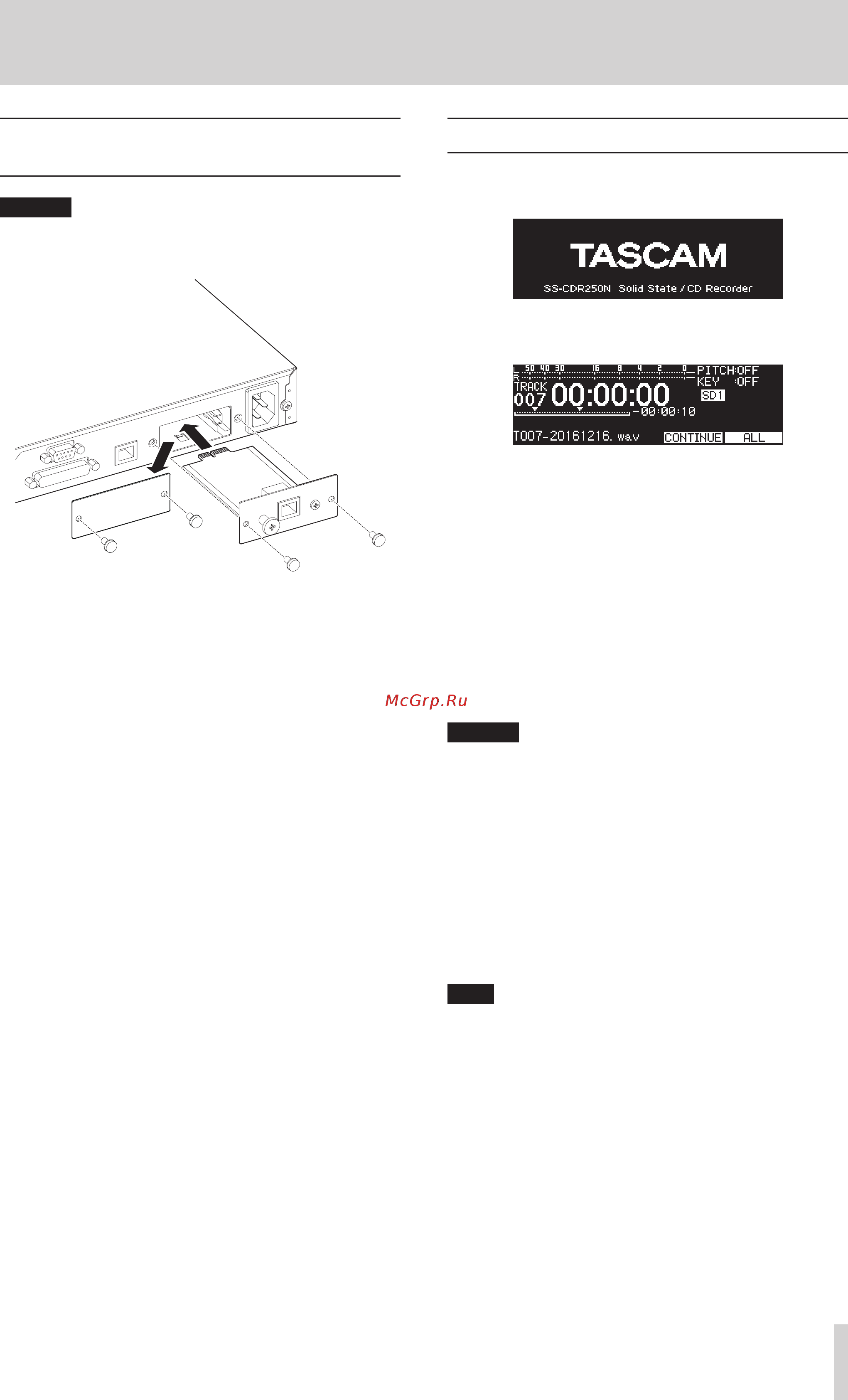 Tascam SS-R250N [25/112] Installing a dante interface card sold separately