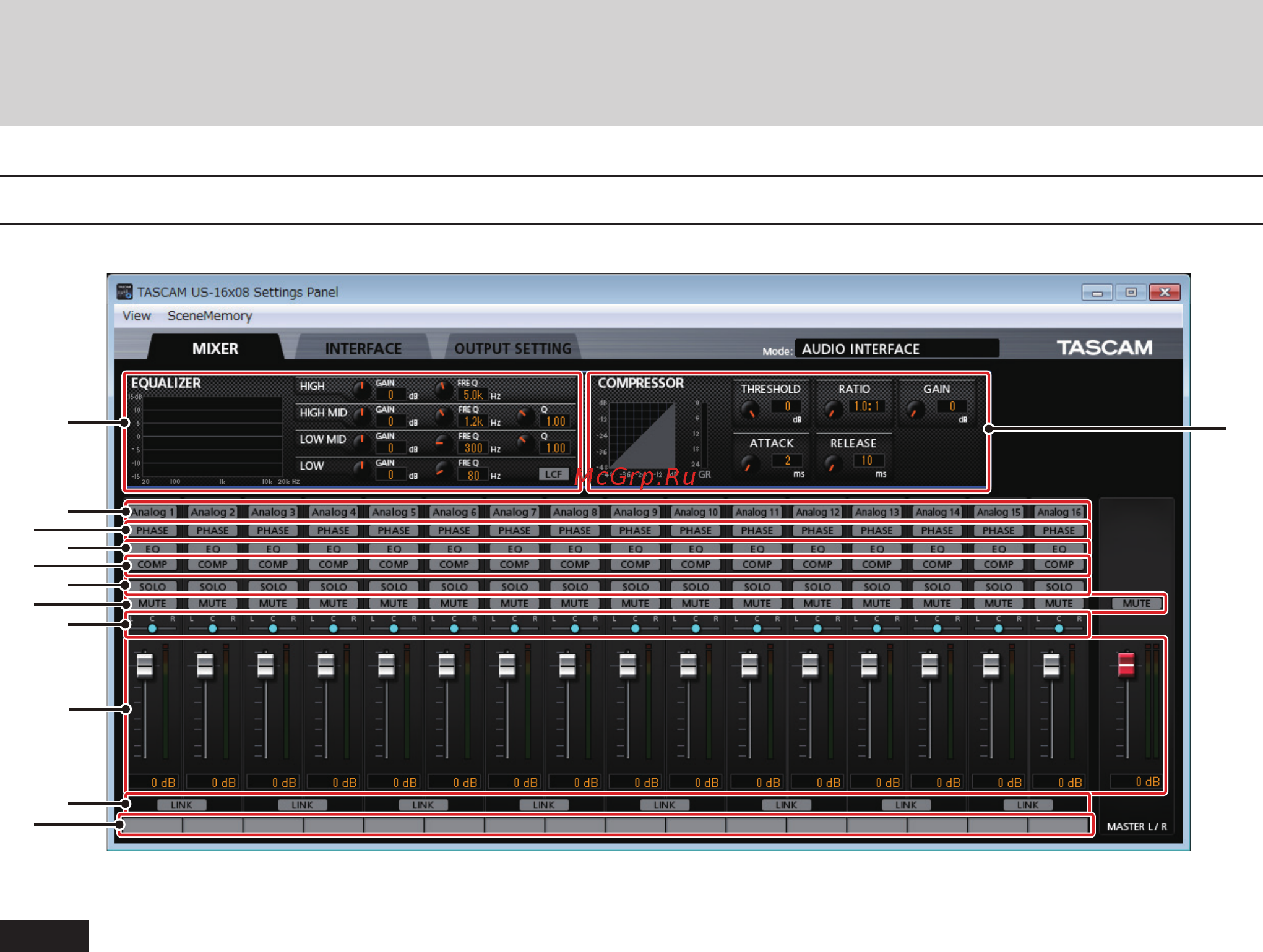Tascam US-16x08 [14/34] Using the settings panel