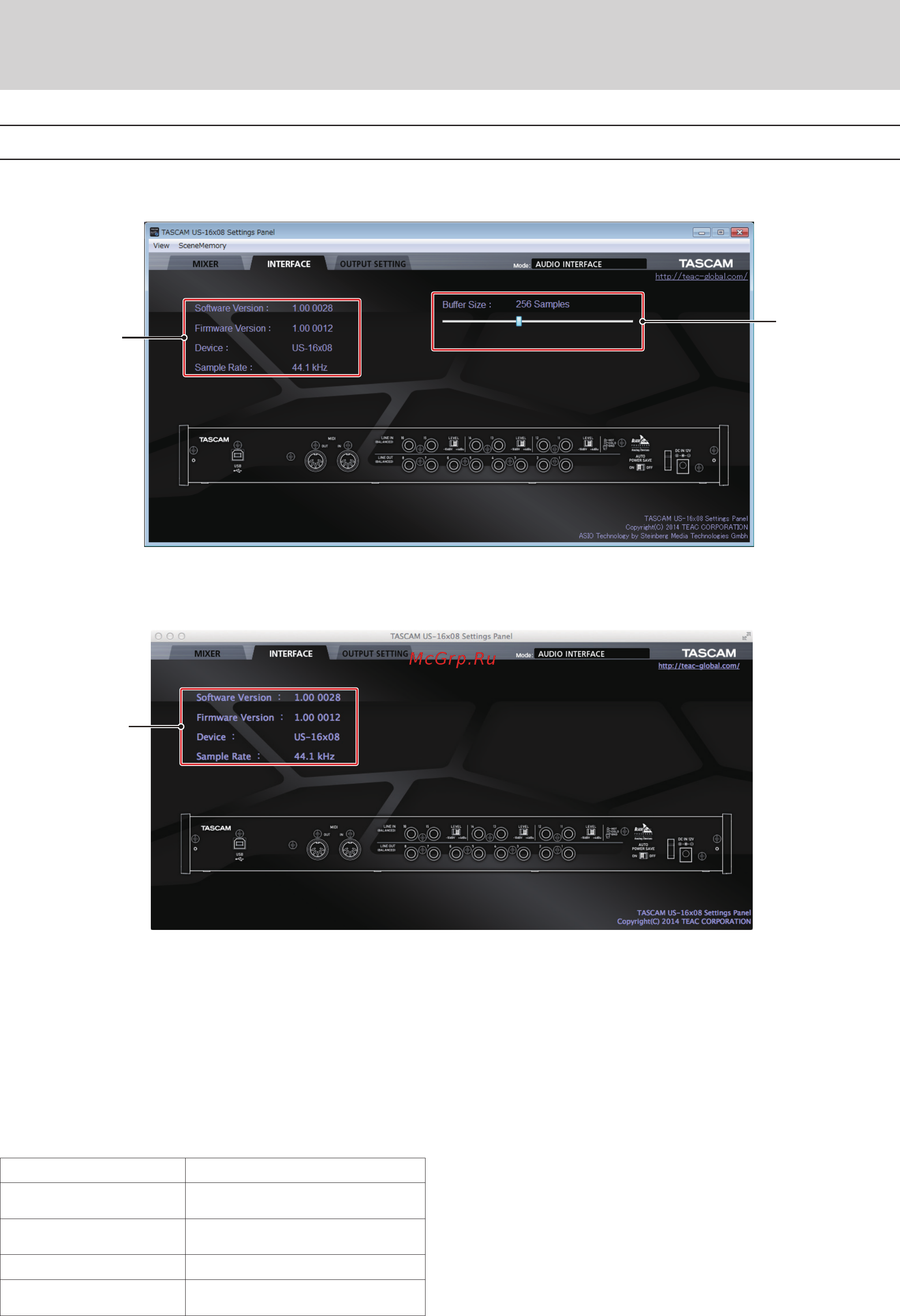 Tascam US-16x08 [17/34] Using the settings panel