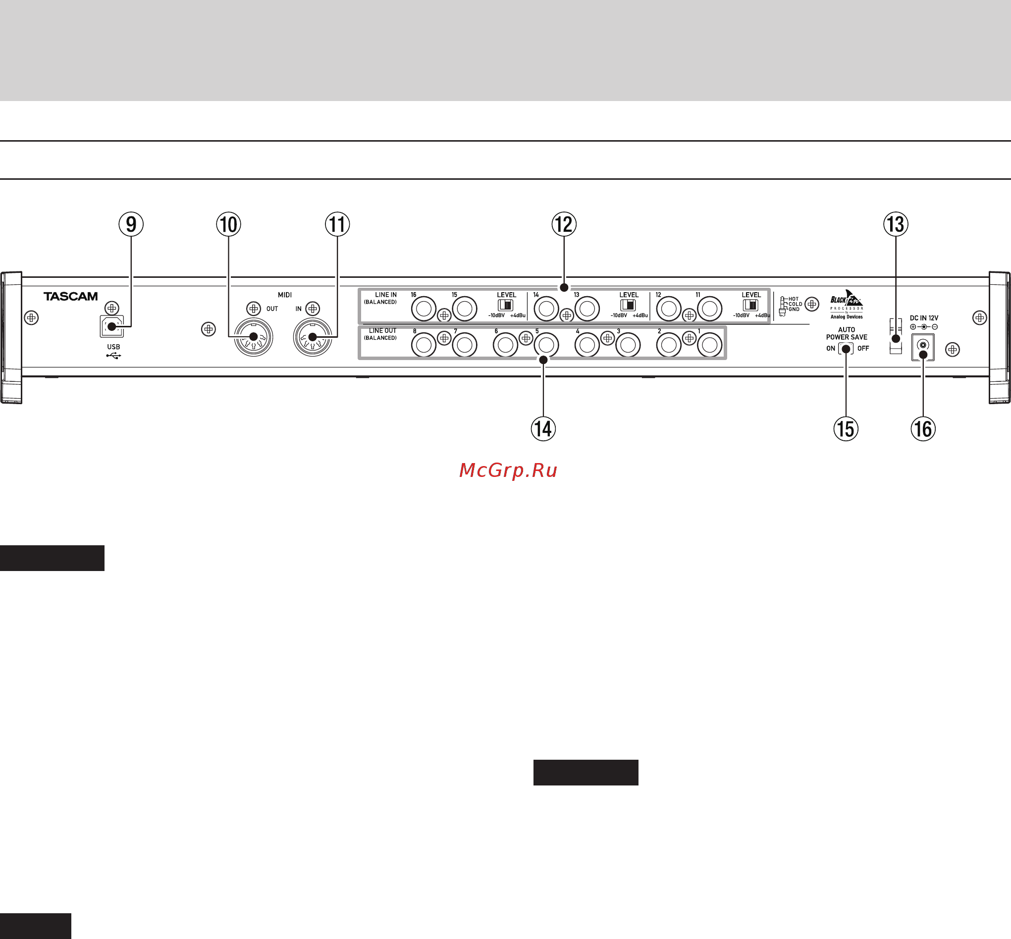 Tascam US-16x08 [5/34] Rear panel