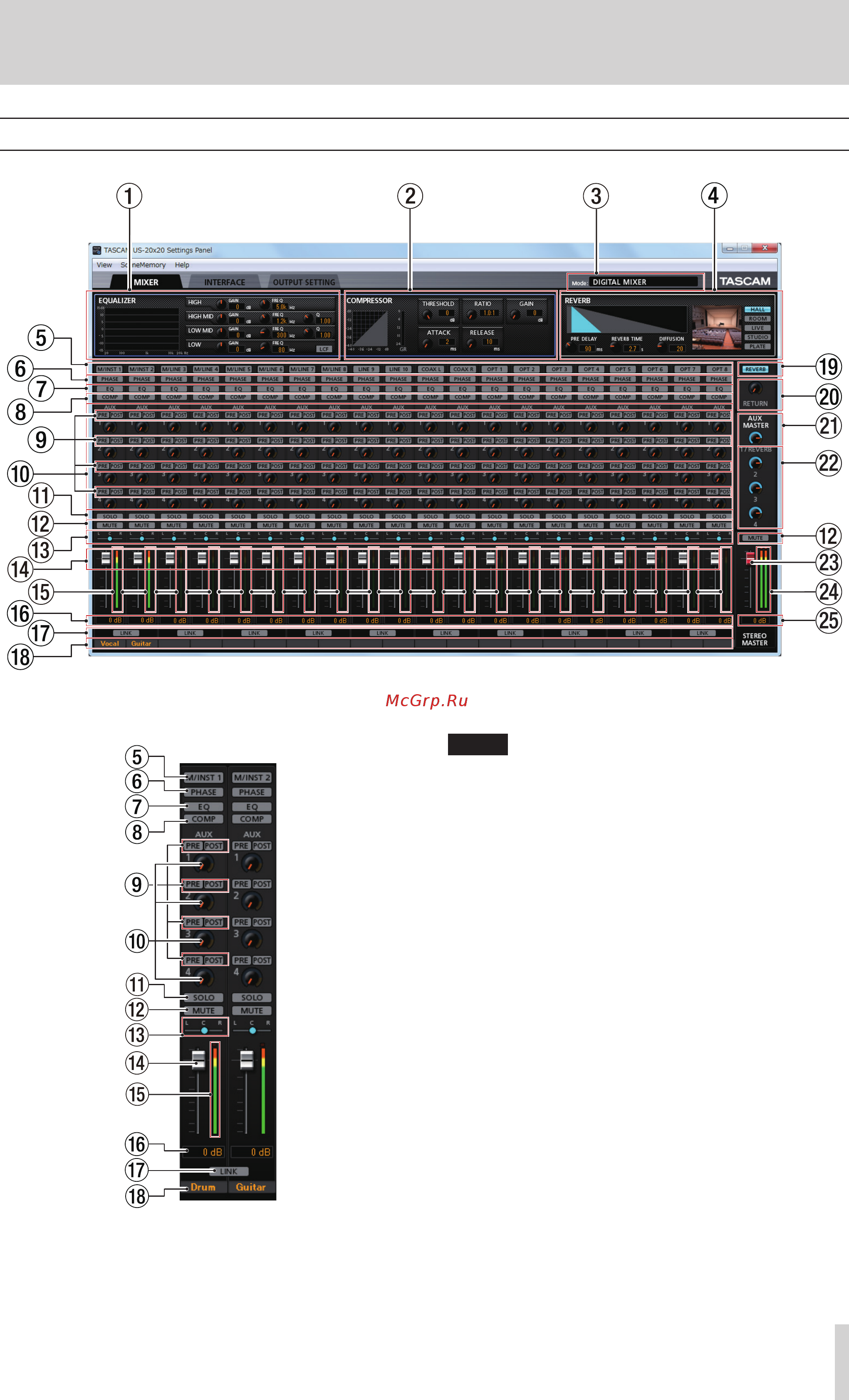 Tascam US-20x20 [15/44] Using the settings panel