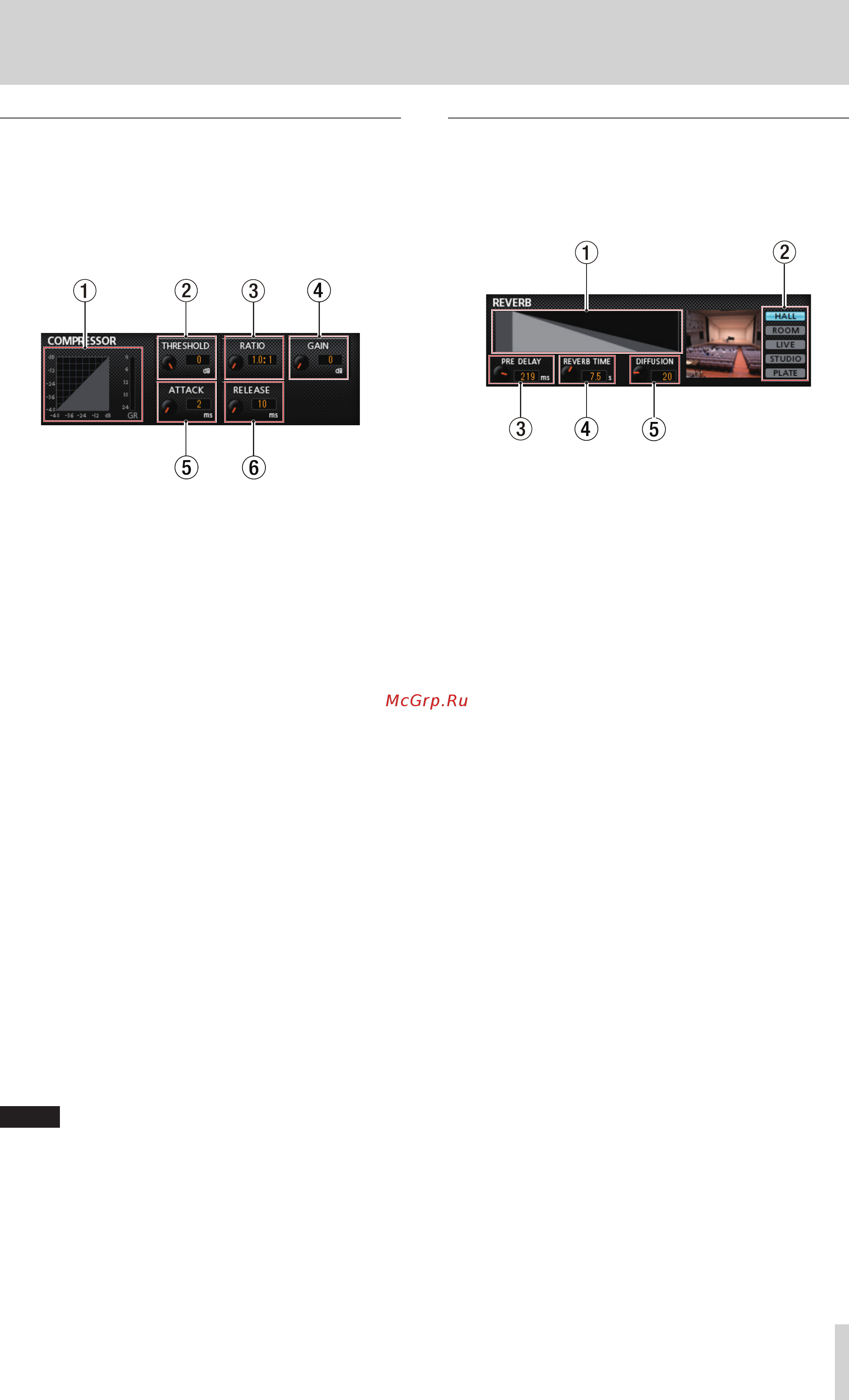 Tascam US-20x20 [19/44] Compressor display area overview