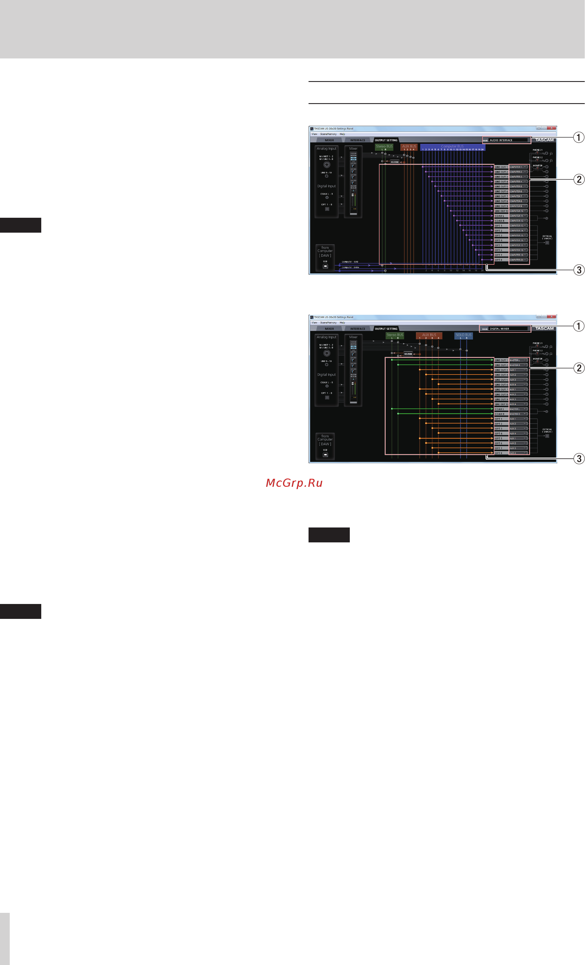 Tascam US-20x20 [22/44] Using the settings panel
