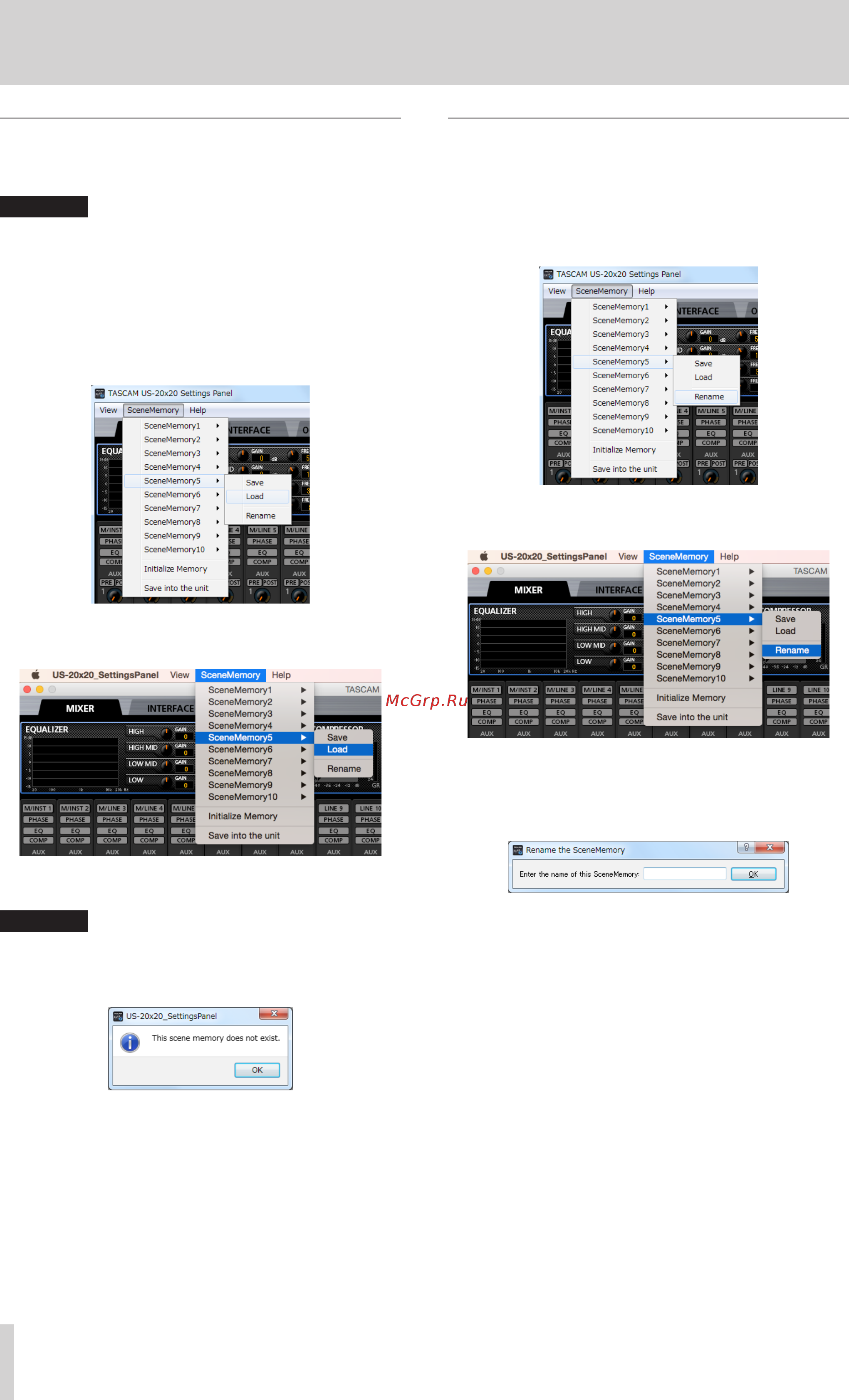 Tascam US-20x20 [26/44] Loading settings panel settings