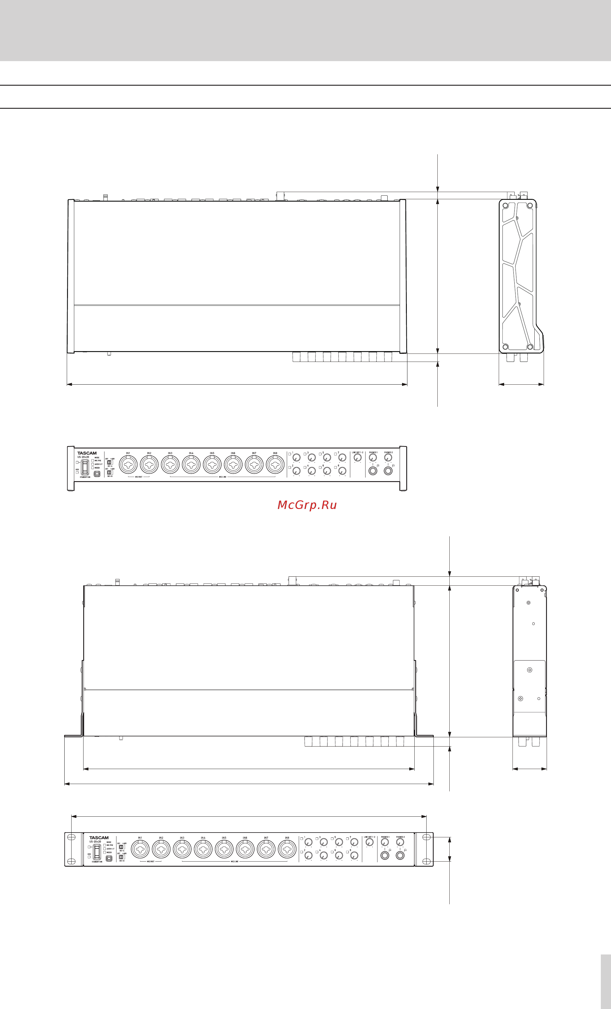 Tascam US-20x20 [39/44] Dimensional drawings
