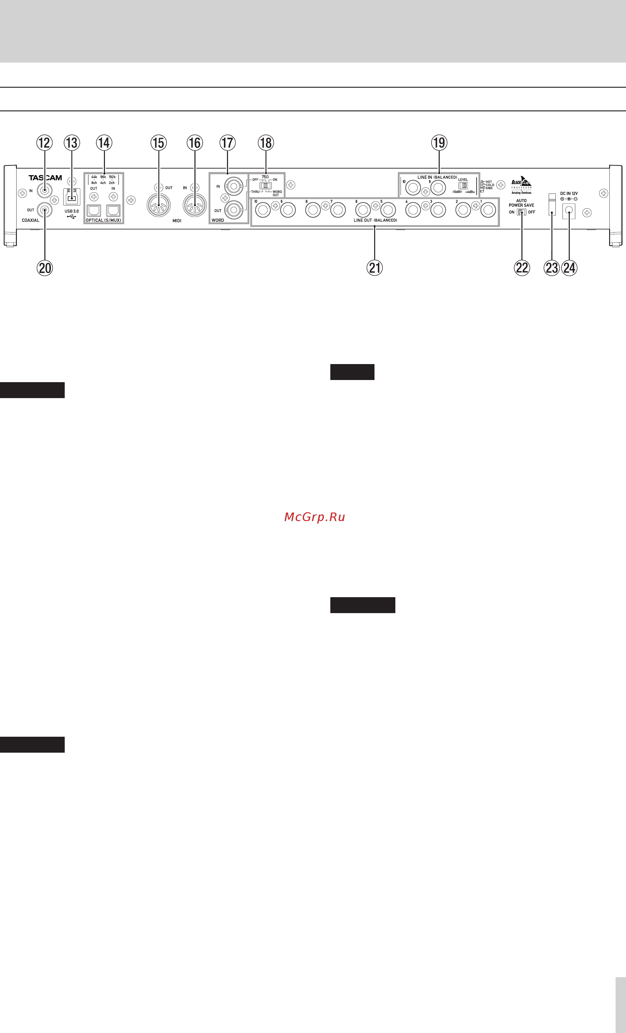Tascam US-20x20 [5/44] Rear panel