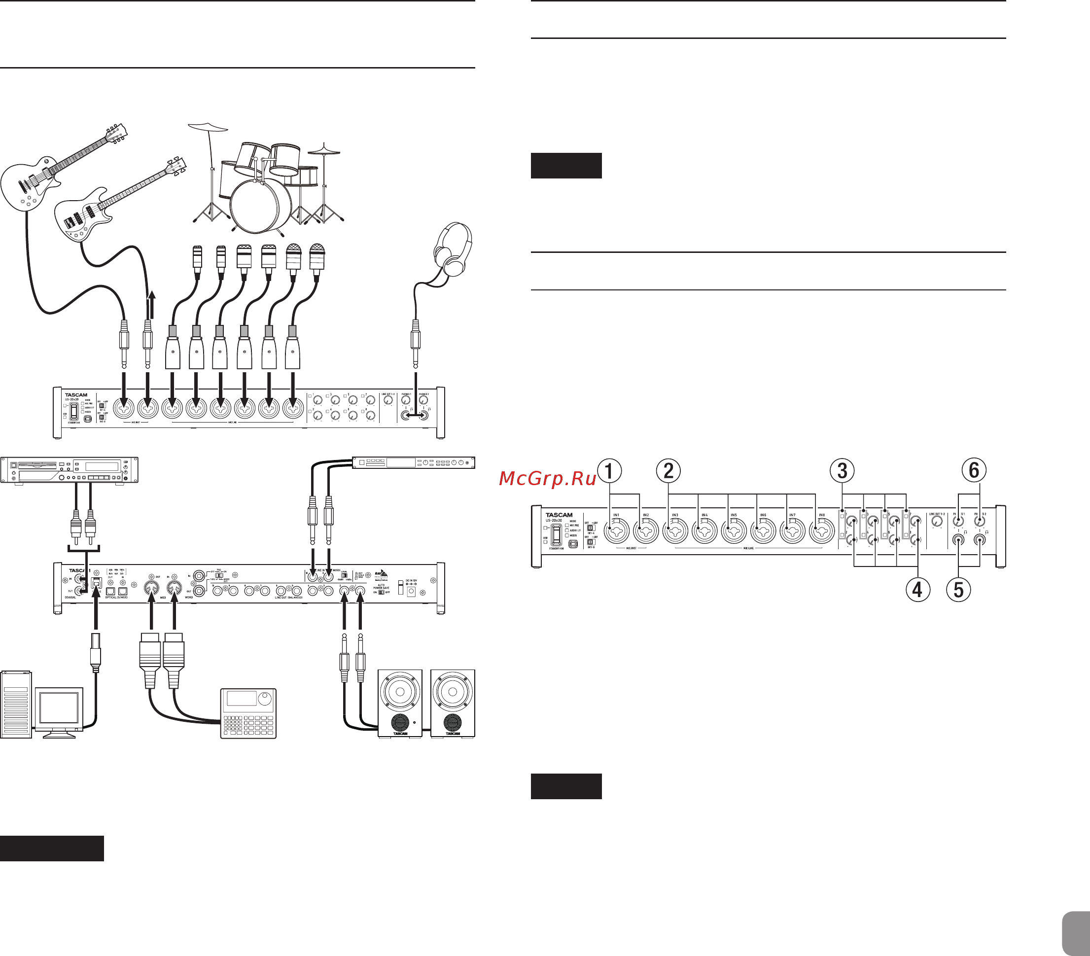 Tascam US-20x20 [13/104] Examples of connections with other equipment