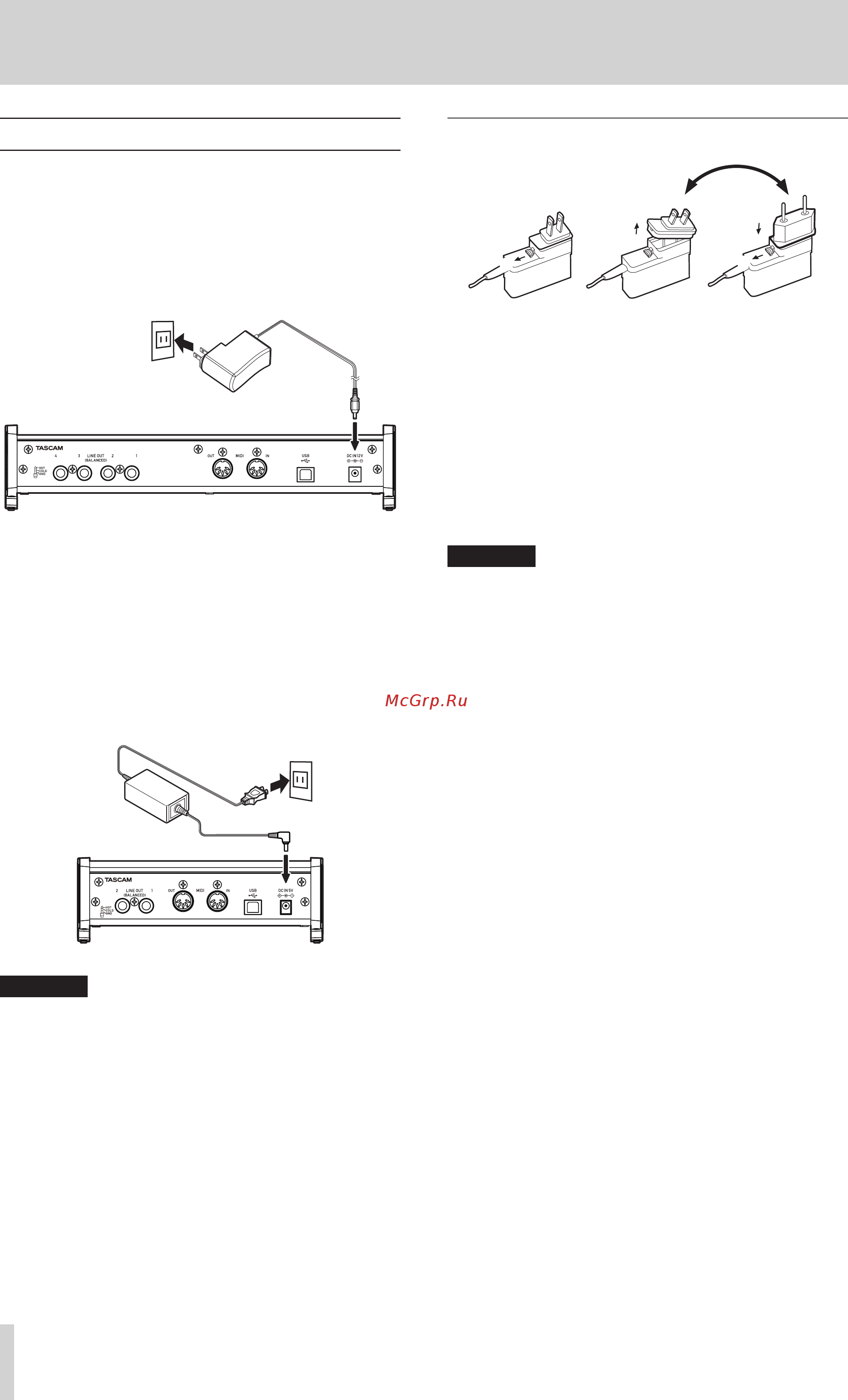 Tascam US-2x2 [10/26] Connecting the power