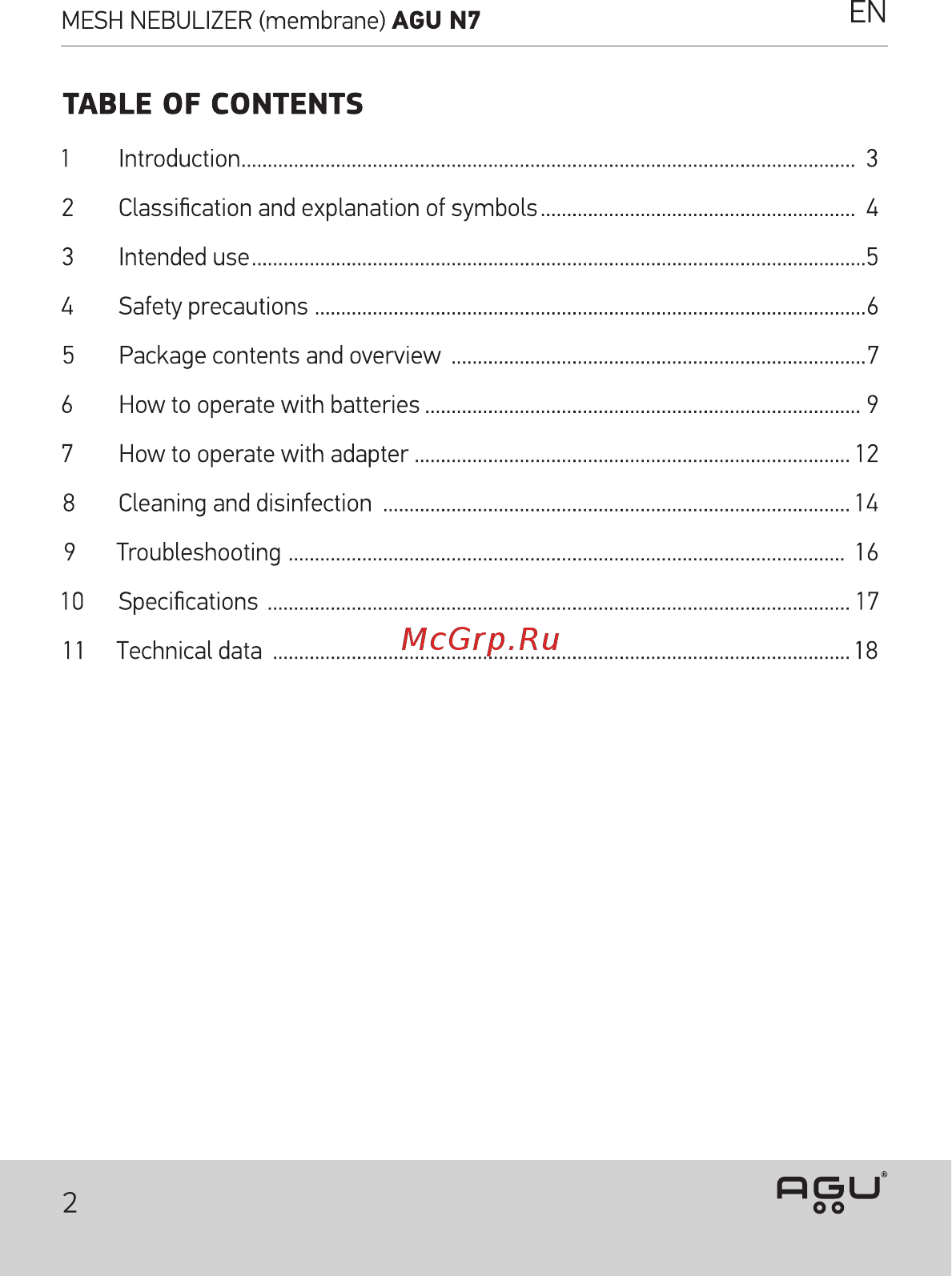 AGU N7 Minimill [2/72] Table of contents