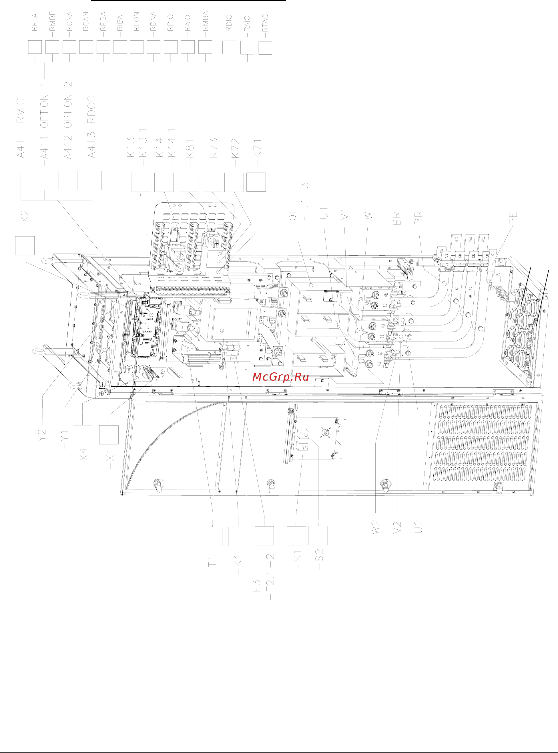 ABB ACS800-U2 [61/128] Нижний ввод вывод кабелей r8