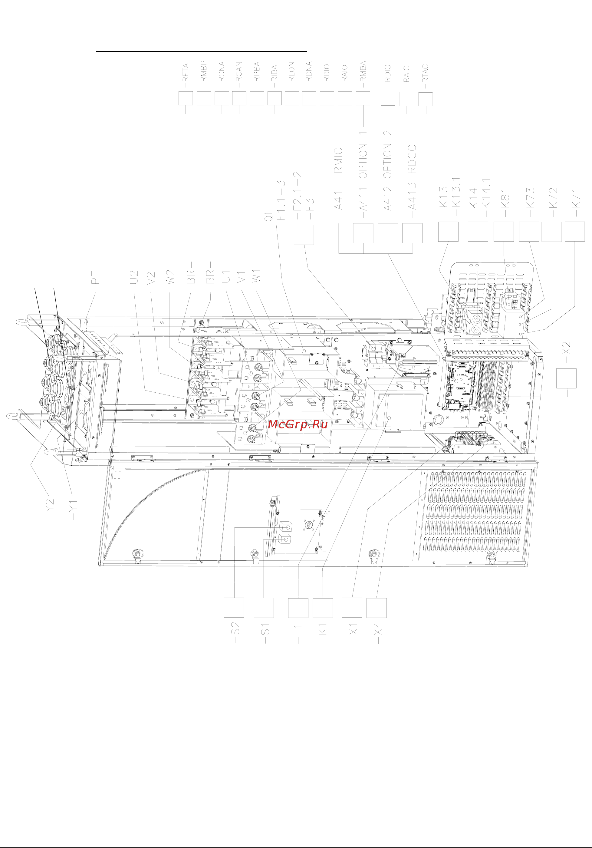 ABB ACS800-02 [62/128] Верхний ввод вывод кабелей r8