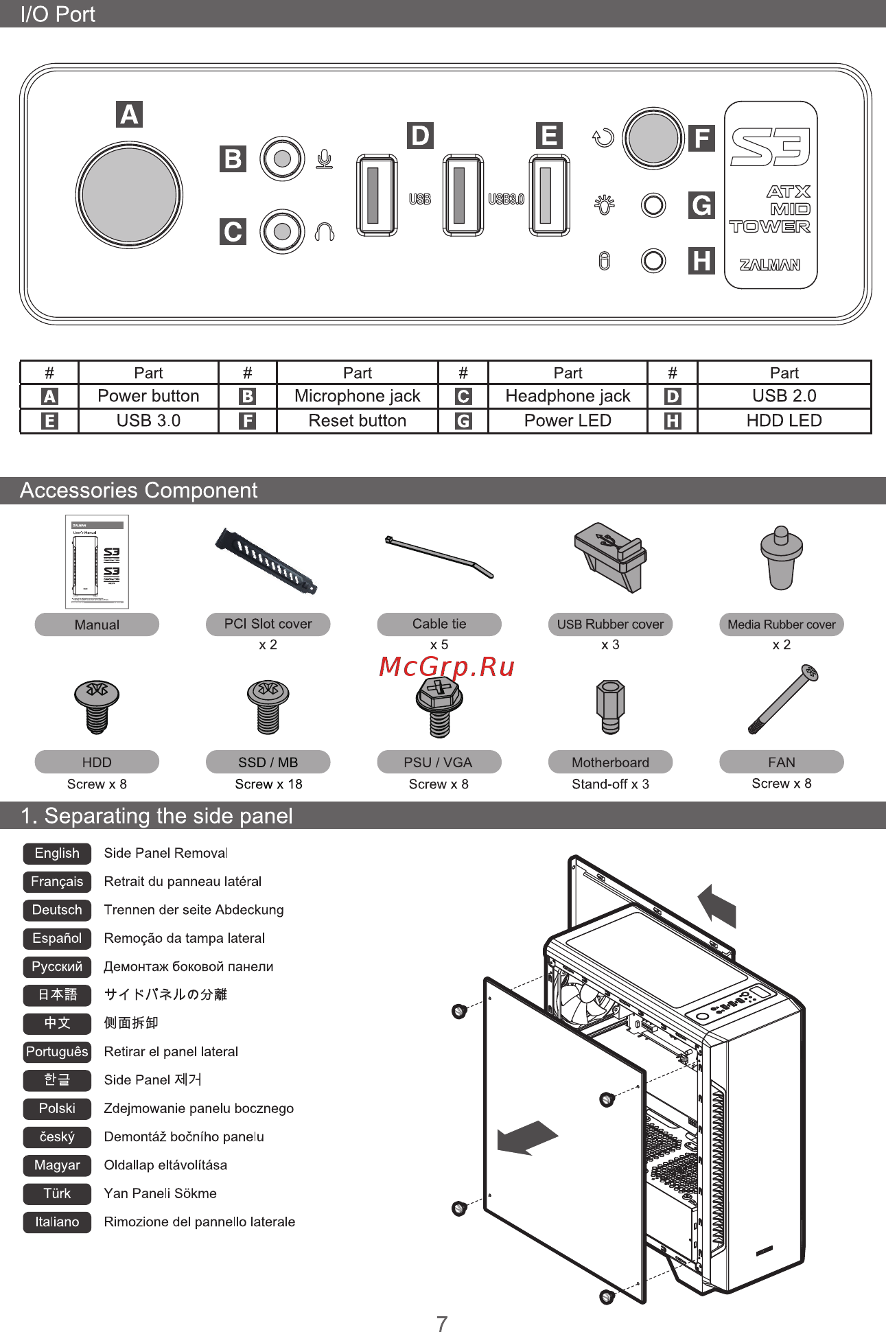 Zalman S3 [7/14] I o port
