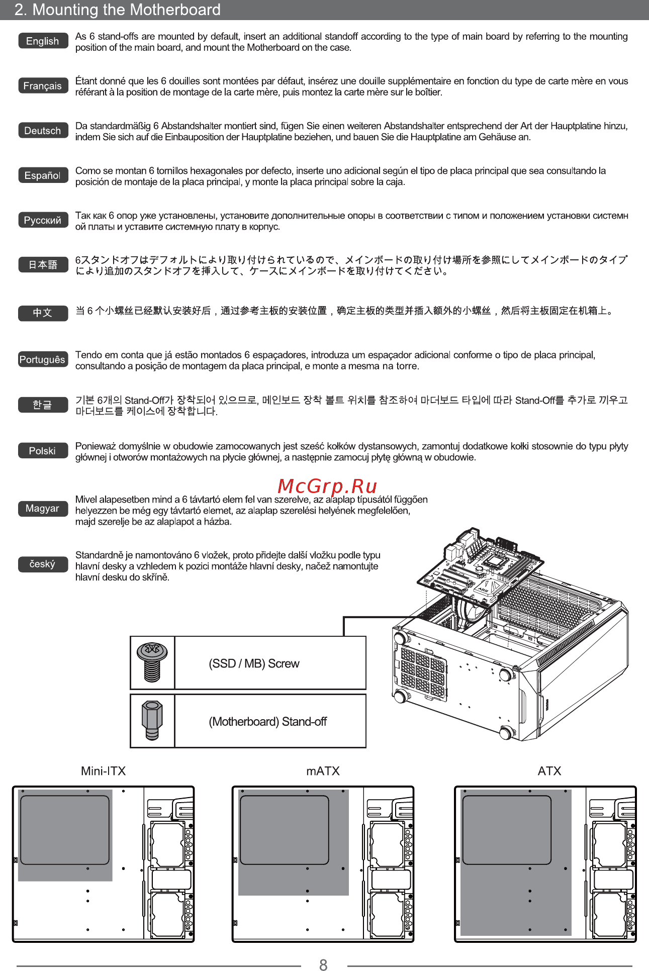 Zalman K1 [8/16] Mounting the motherboard