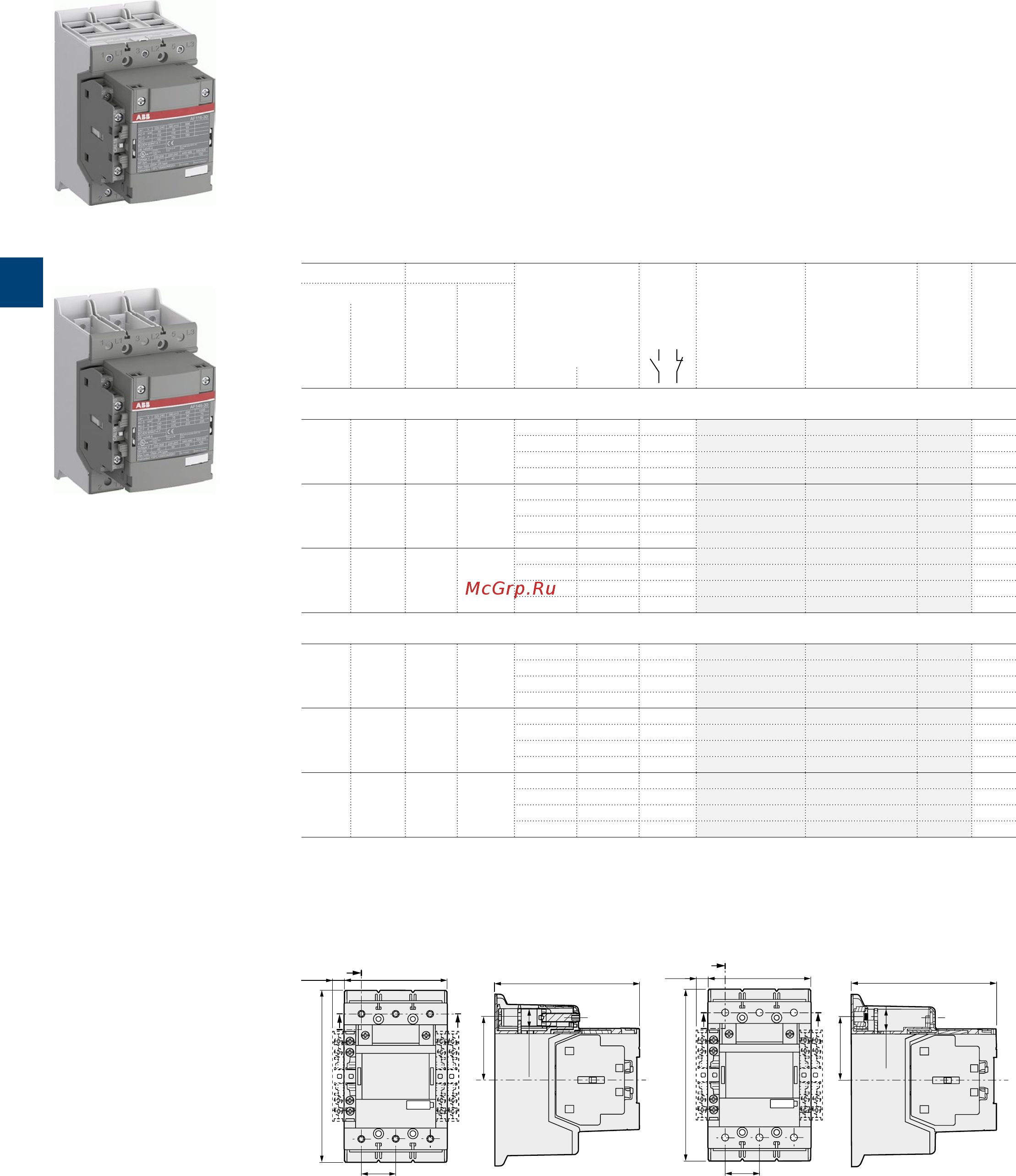 ABB ASL09-30-10-81 [116/202] Af116 af146 3 pole contactors 55 to 75 kw ac dc operated with 1 n o 1 n c auxiliary contacts