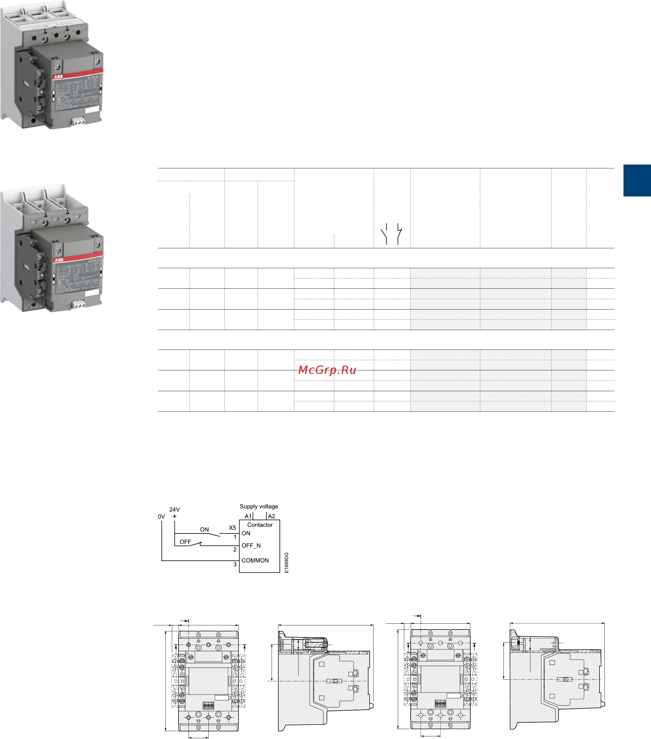 ABB ASL09-30-10-81 [117/202] Af116 af146 3 pole contactors with built in plc interface 55 to 75 kw ac dc operated with 1 n o 1 n c auxiliary contacts