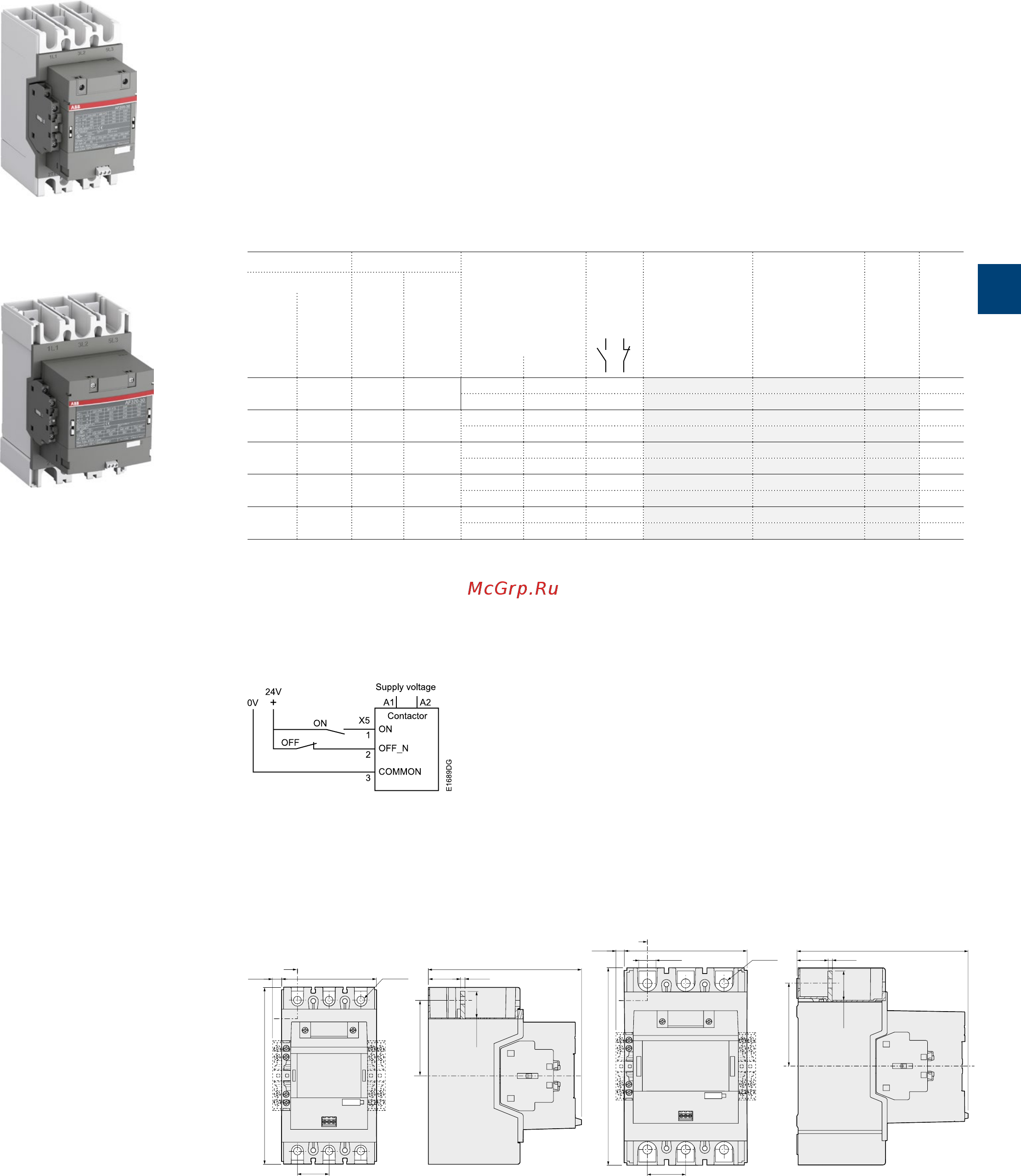 ABB ASL09-30-10-81 [119/202] Af190 af370 3 pole contactors with built in plc interface 90 to 200 kw ac dc operated with 1 n o 1 n c auxiliary contacts