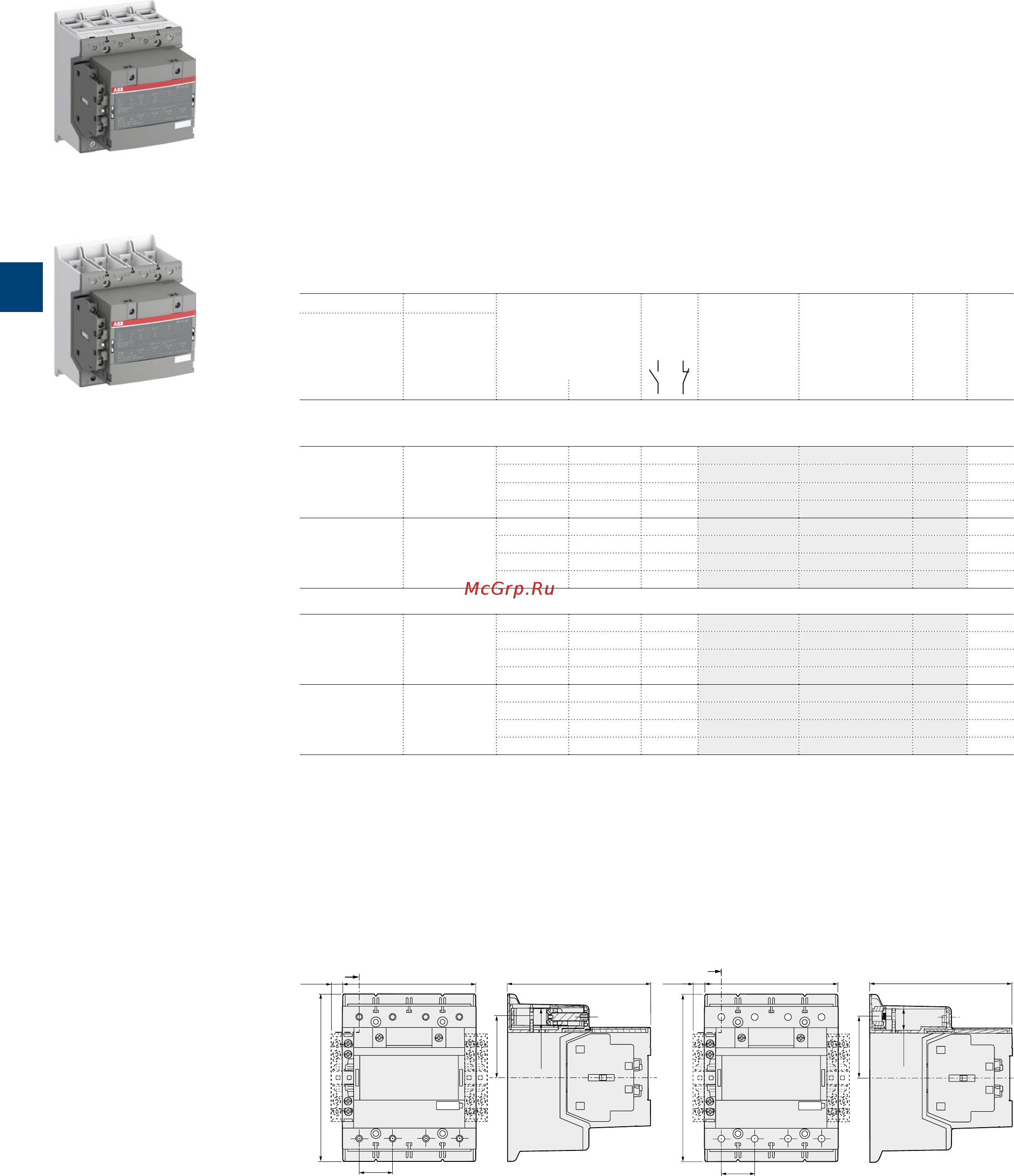 ABB ASL09-30-10-81 [136/202] Af116 af140 4 pole contactors 160 to 200 a ac 1 ac dc operated with 1 n o 1 n c auxiliary contacts