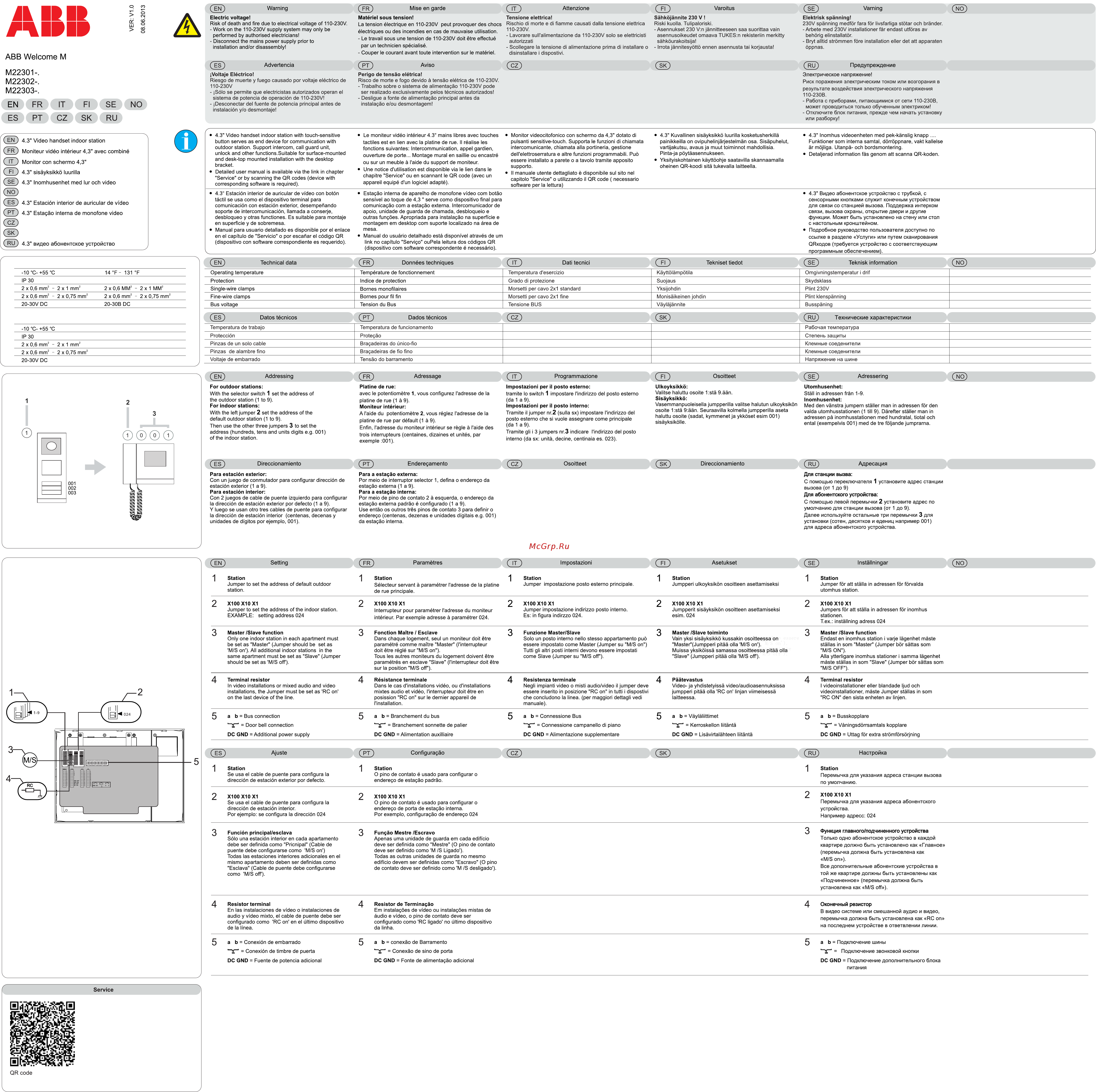 ABB Welcome M M2233 Краткое руководство онлайн