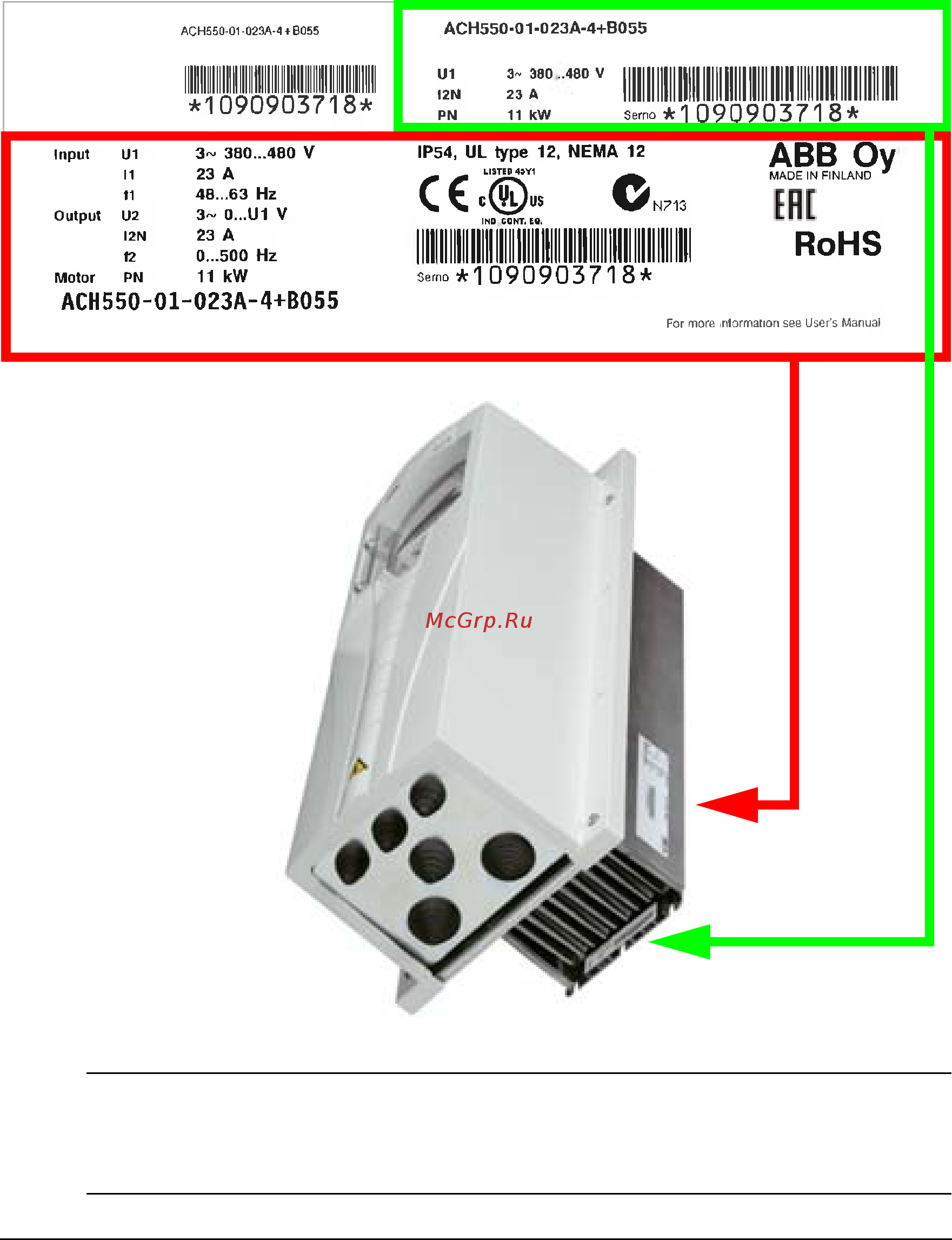 ABB ACH550-01-038A-4 [18/476] Ip54 drive labels
