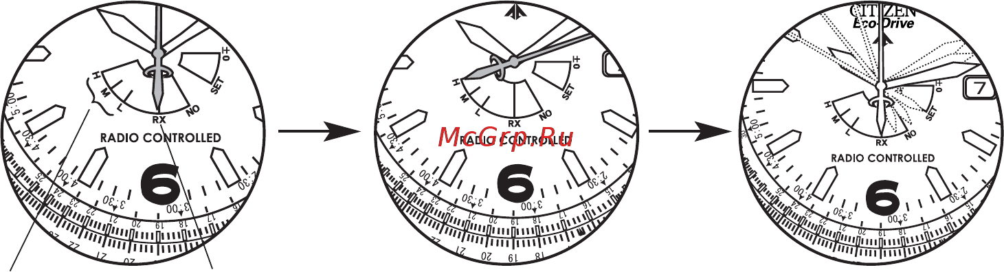 Citizen AS2020-53E [10/42] B position of the shorter end of the second hand during reception shorter end of second hand