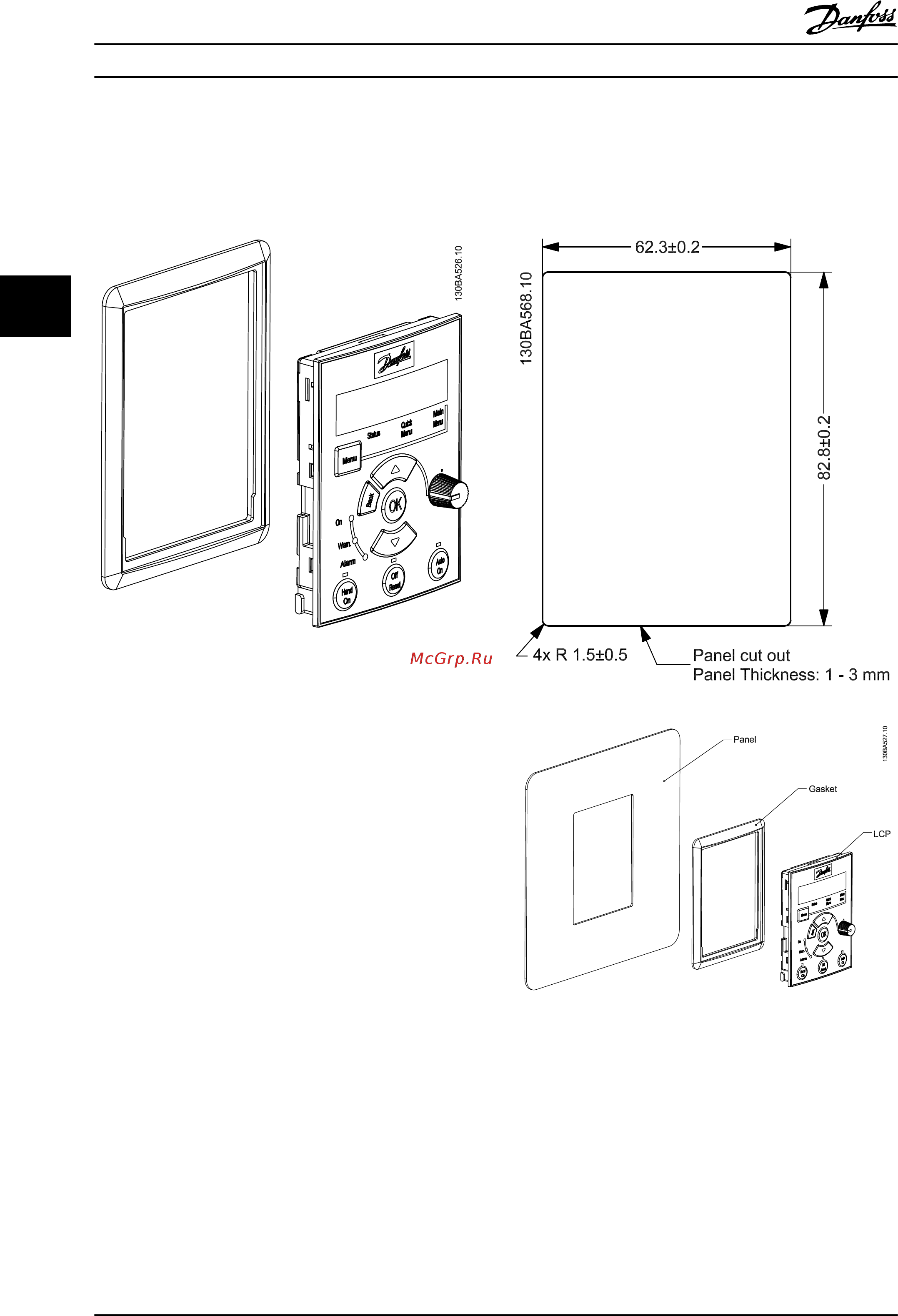 Danfoss Micro Drive FC-051P1K5 1.5кВт, 6.8А, 220В [31/103] Инструкция по монтажу выносного монтажного комплекта fc 51