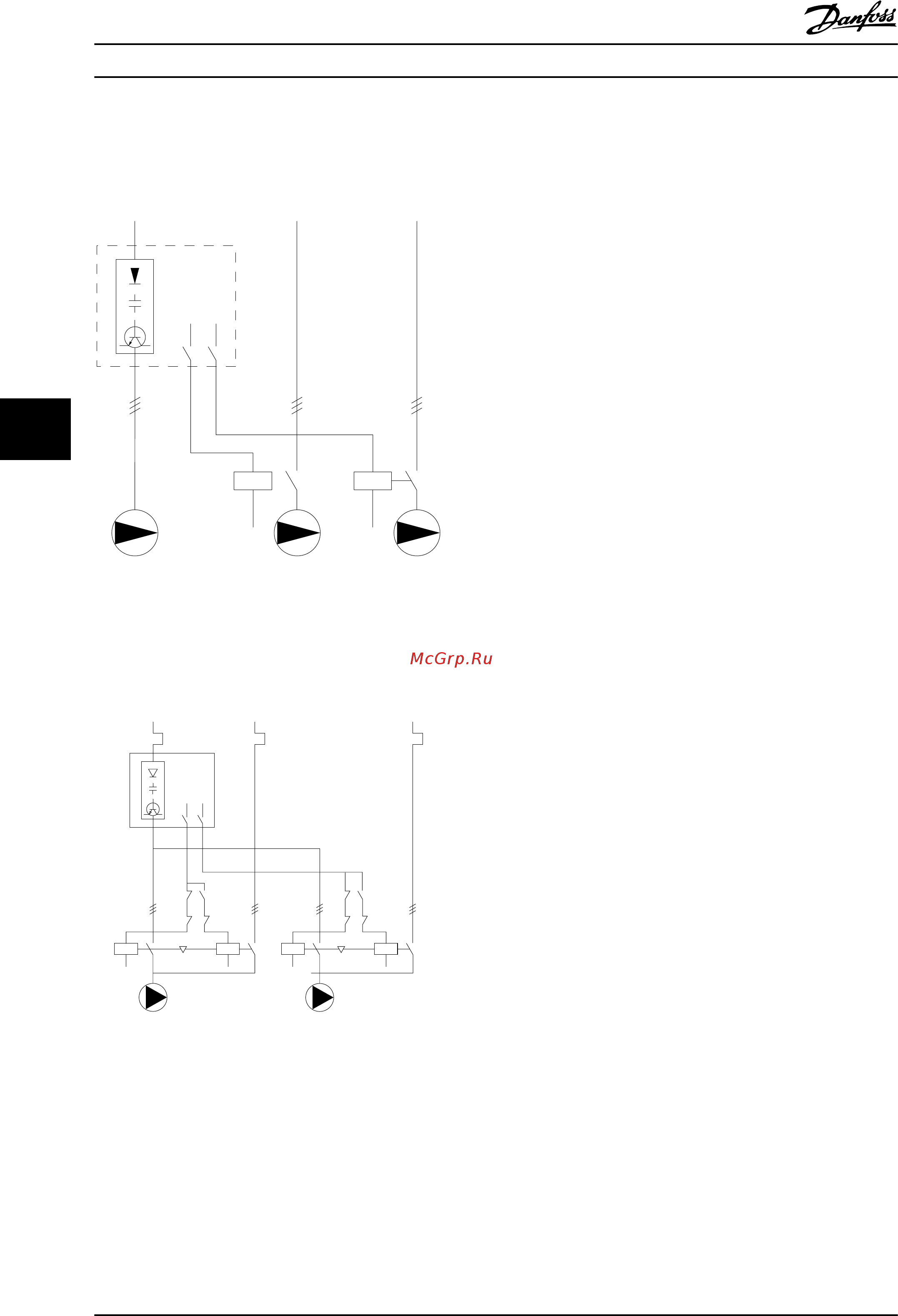 Danfoss VLT AQUA Drive FC-202P5K5S2 [184/218] Схема подключения насосов с фиксированной и переменной скоростью