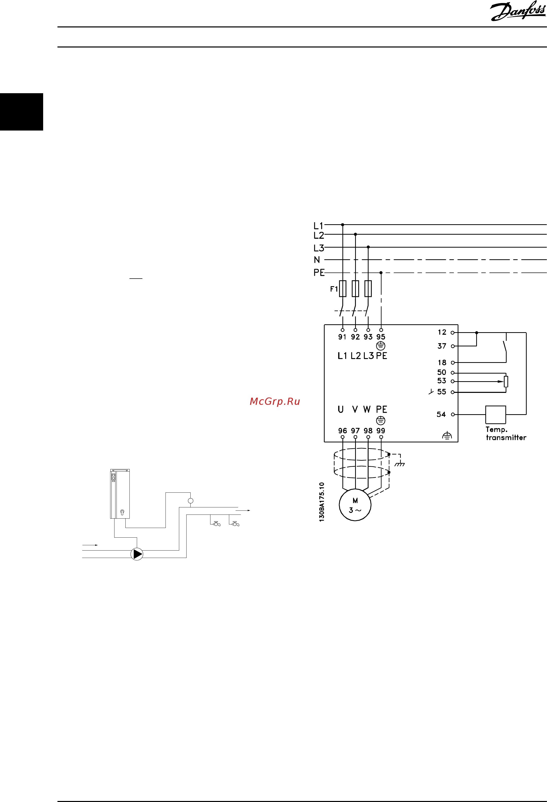 Danfoss VLT AQUA Drive FC-202P3K0T4 [32/218] Пример пид регулятора с замкнутым контуром