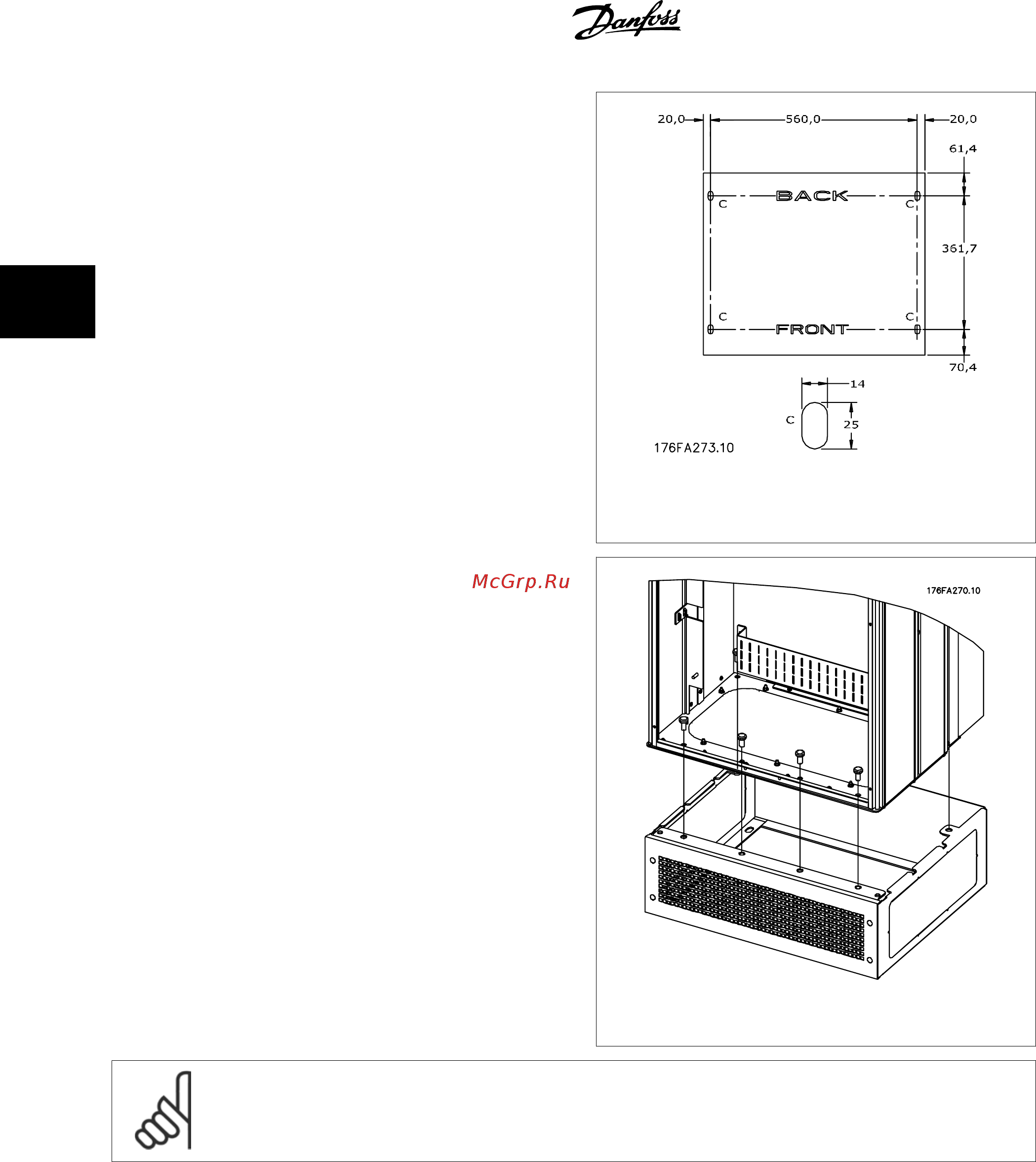 Danfoss VLT AQUA Drive FC-202PK75T4 [44/196] Монтаж