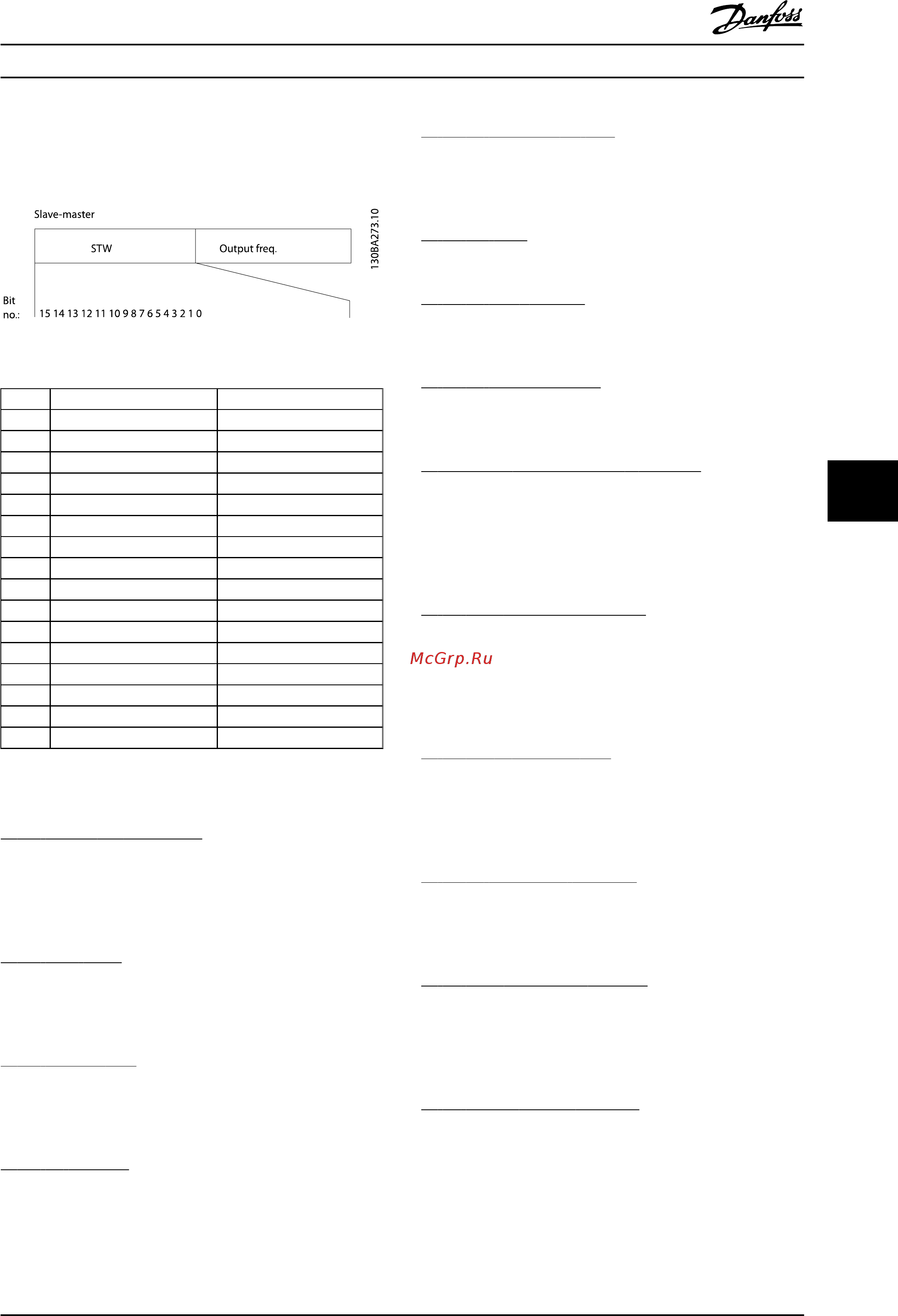 Danfoss VLT Refrigeration Drive FC-103P90KT4 [104/138] Status word according to fc profile stw 8 10 control profile fc profile