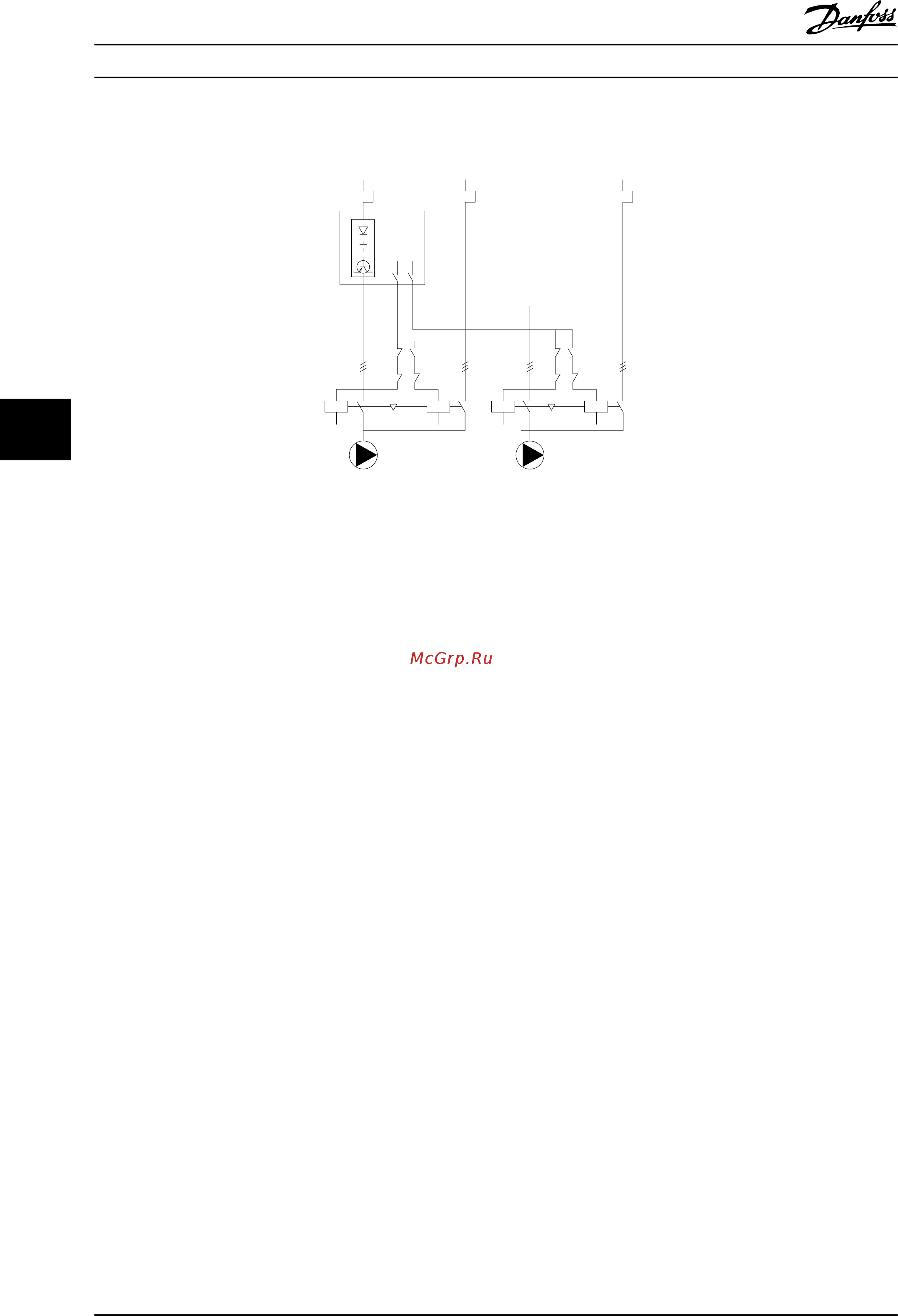 Danfoss VLT HVAC Drive FC-102P1K5T2 [186/254] Схема соединений для чередования ведущего насоса