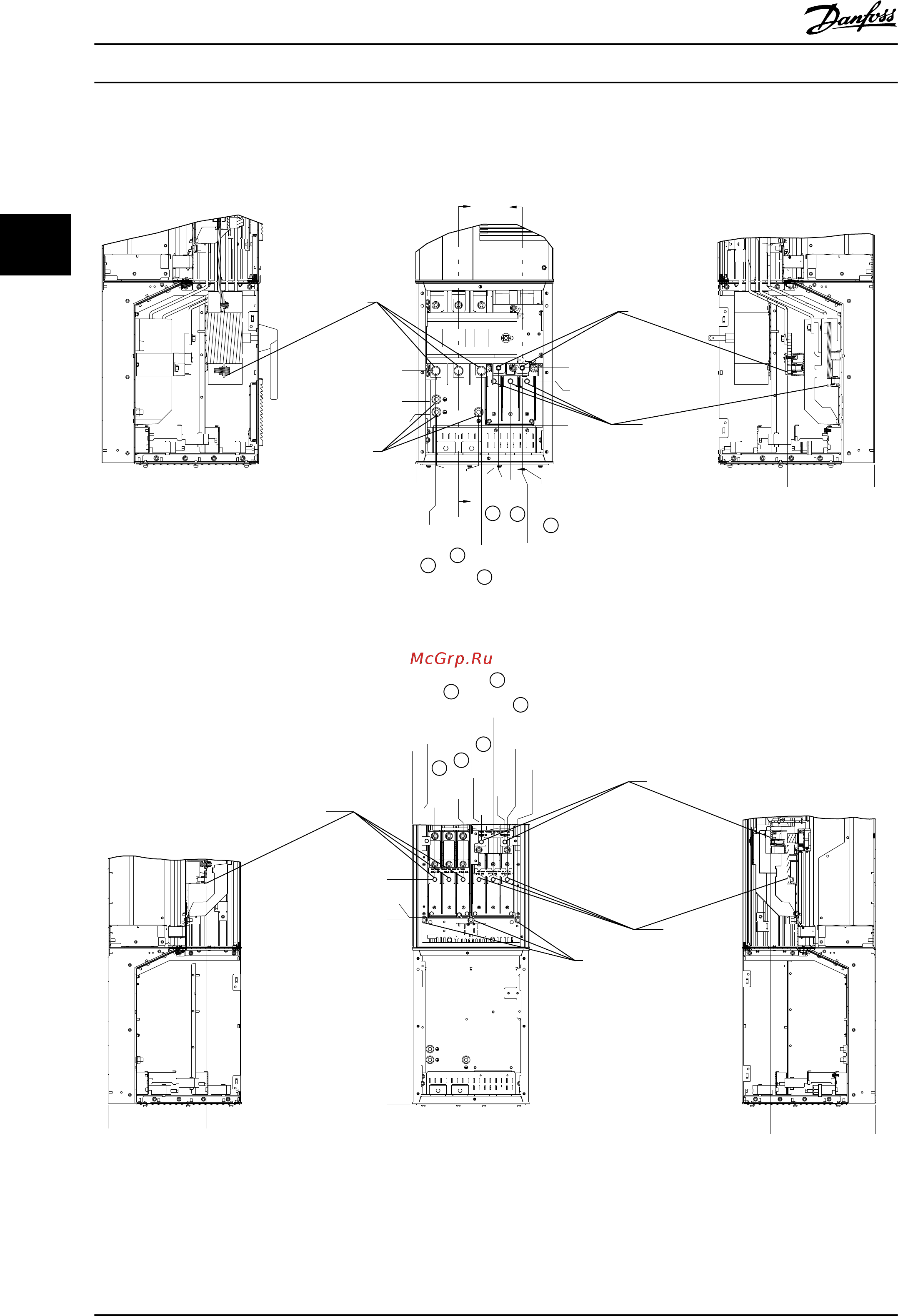 Danfoss VLT HVAC Drive FC-102P3K0T4 [24/100] Расположение клемм d5h d8h