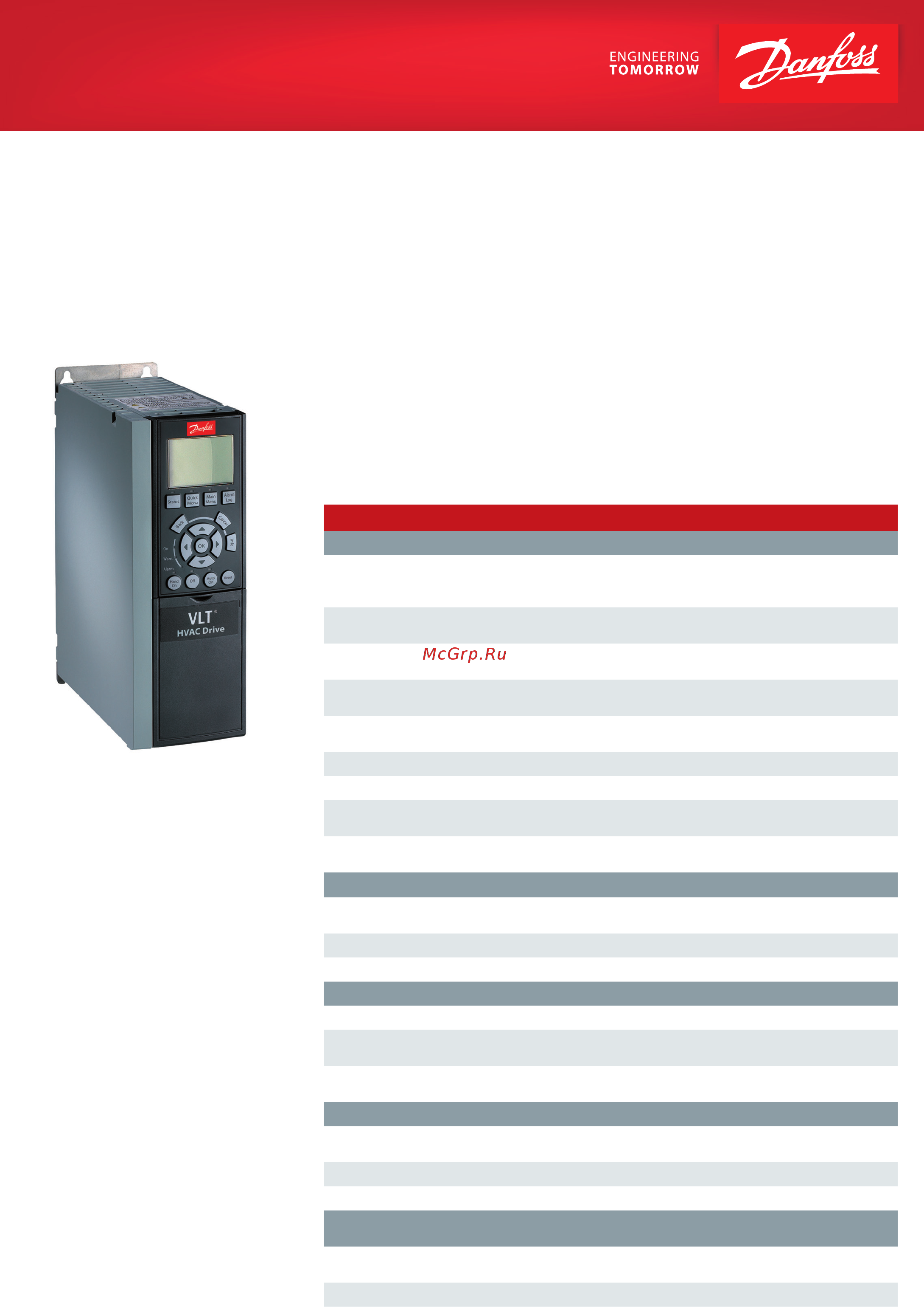 Danfoss VLT HVAC Drive FC-102P4K0T4 Листовка онлайн