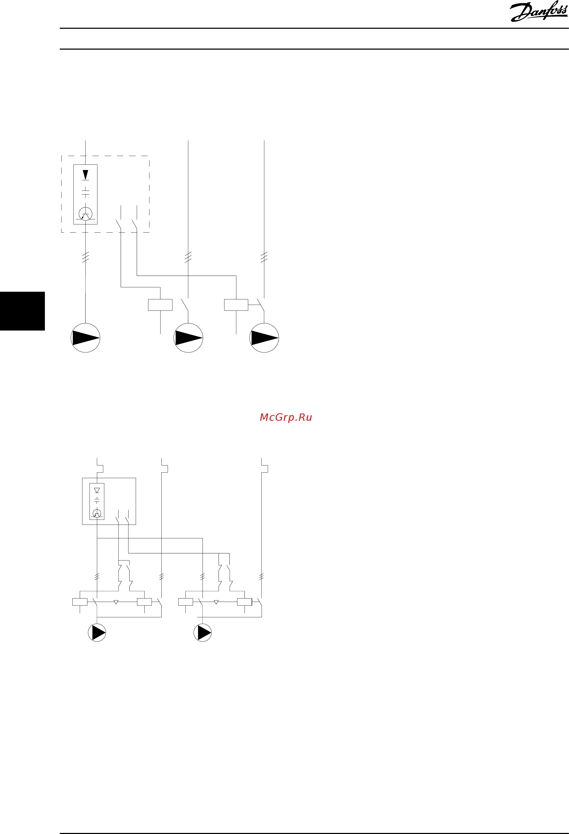 Danfoss VLT HVAC Drive FC-102P45KT2 [148/220] Схема подключения насосов с фиксированной и переменной скоростью