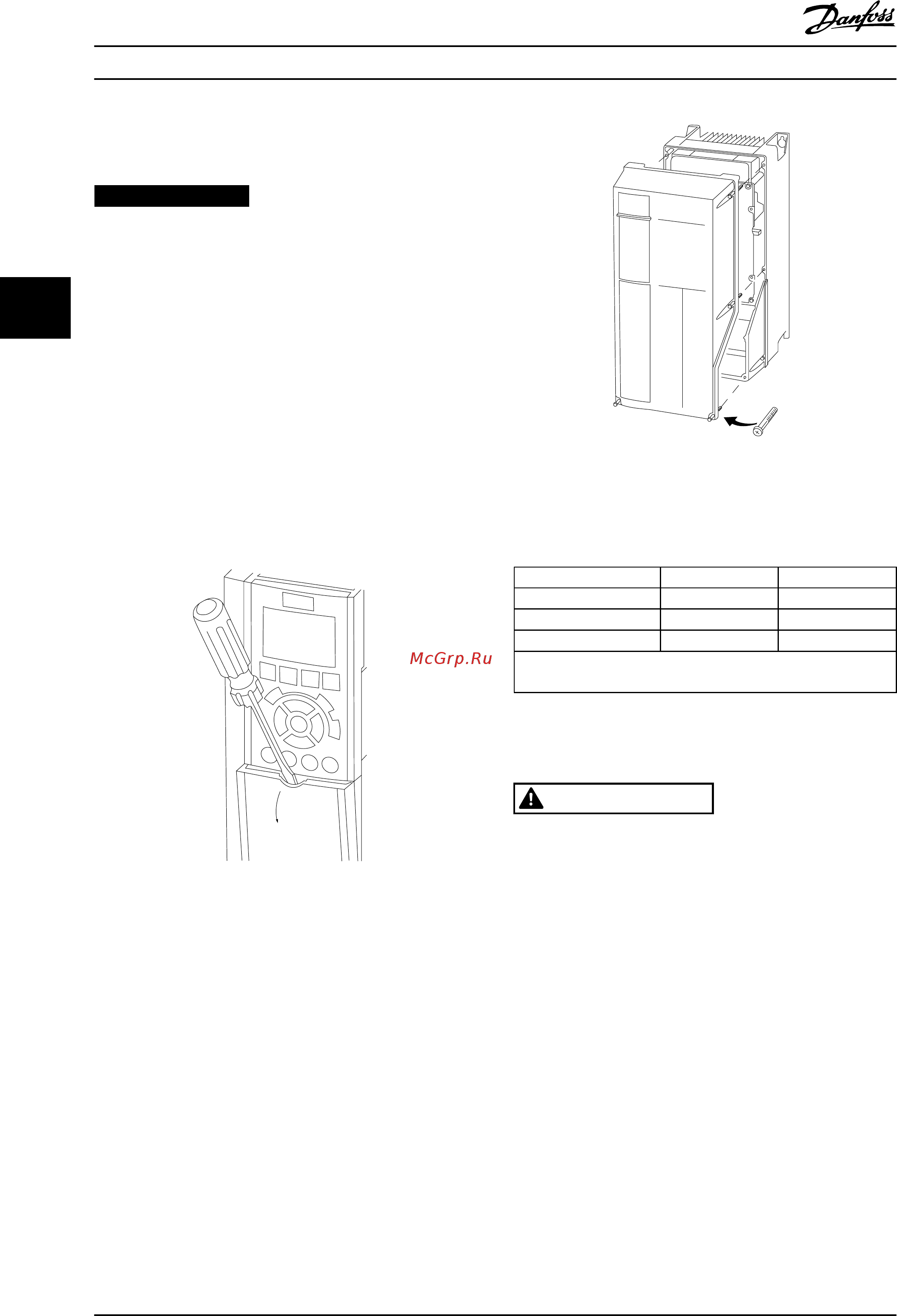 Danfoss VLT Automation Drive FC-302PK55T5 [20/108] Внимание